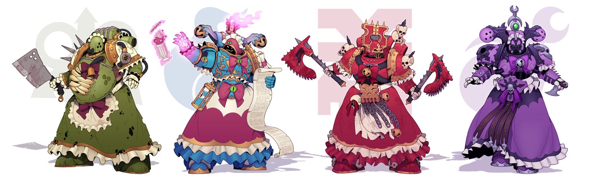 The ranks of space maids have been replenished with chaos women - Chaos space marines, Housemaid, Warhammer 40k, Space Marine, Art, Nurgle, Khorne, Tzeentch, Slaanesh, Longpost