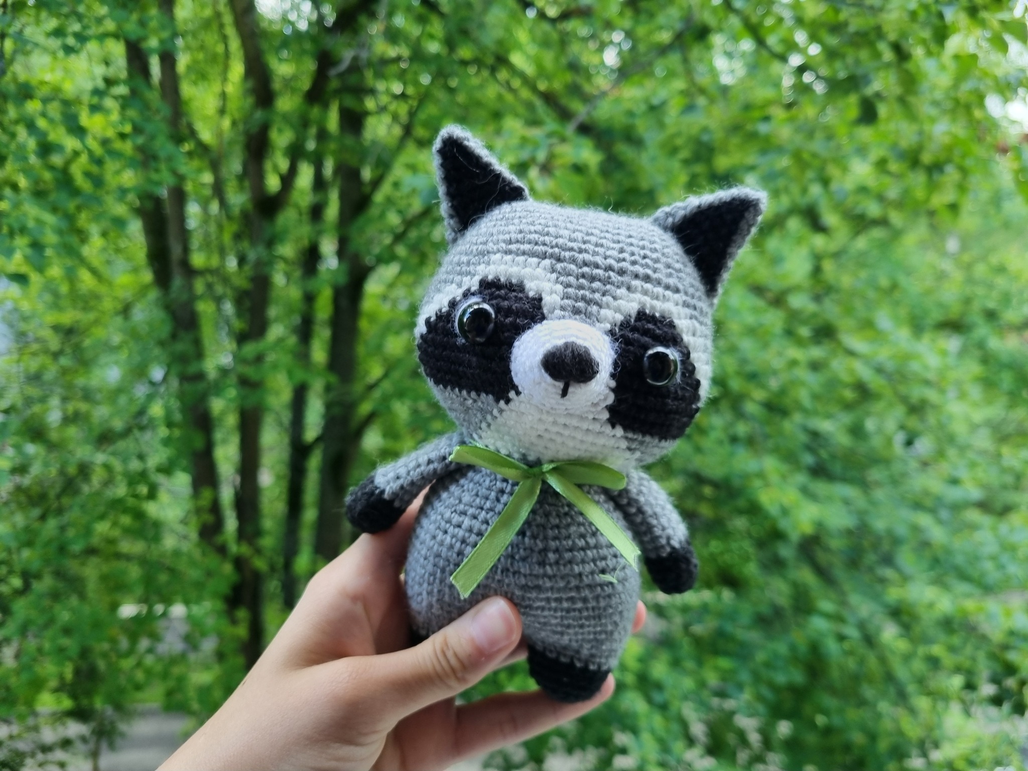 Knitted Raccoon - My, Knitting, Crochet, With your own hands, Needlework, Needlework without process, Author's toy, Creation, Presents, Soft toy, Toys, Raccoon, Amigurumi, Longpost