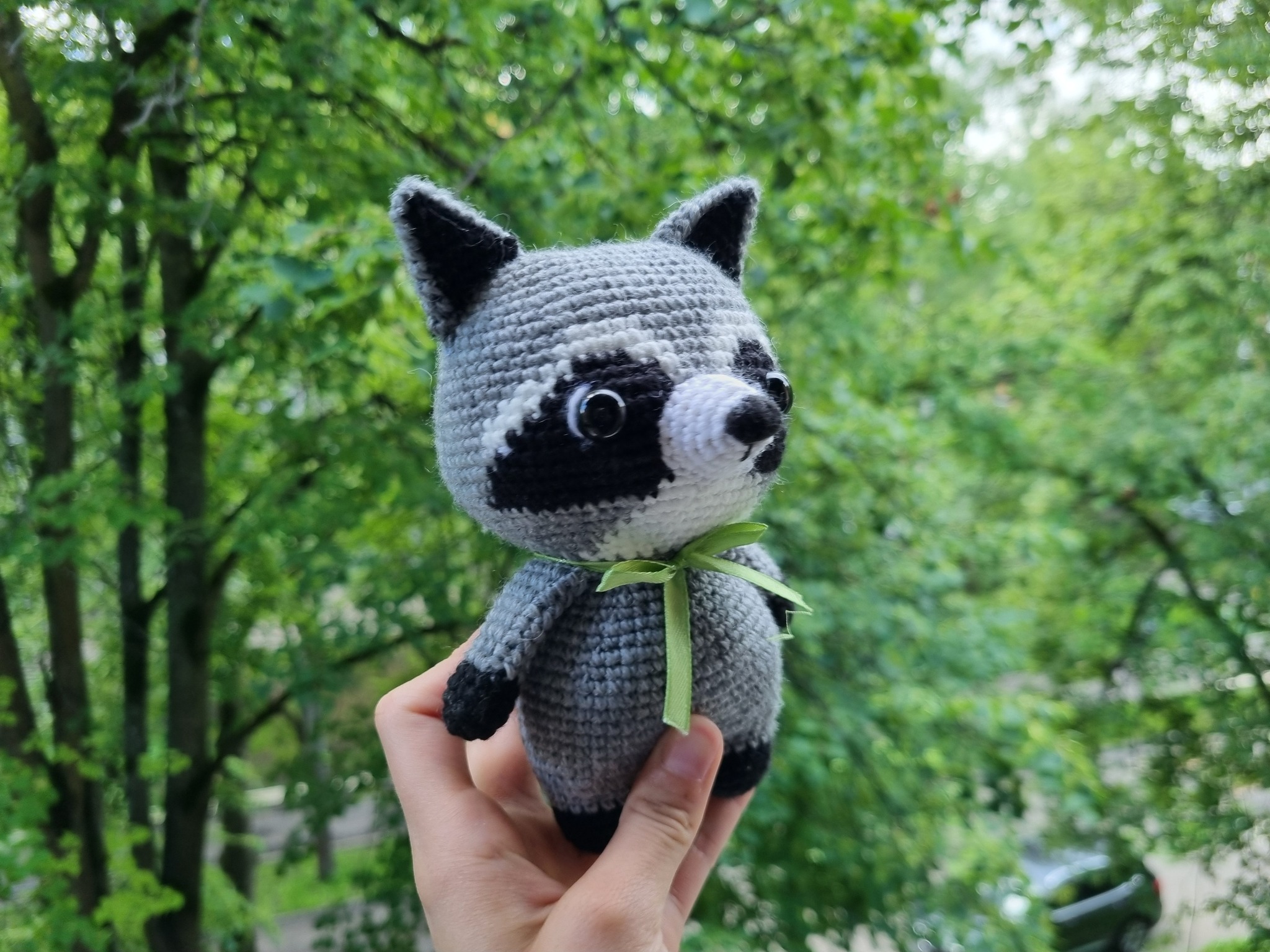 Knitted Raccoon - My, Knitting, Crochet, With your own hands, Needlework, Needlework without process, Author's toy, Creation, Presents, Soft toy, Toys, Raccoon, Amigurumi, Longpost