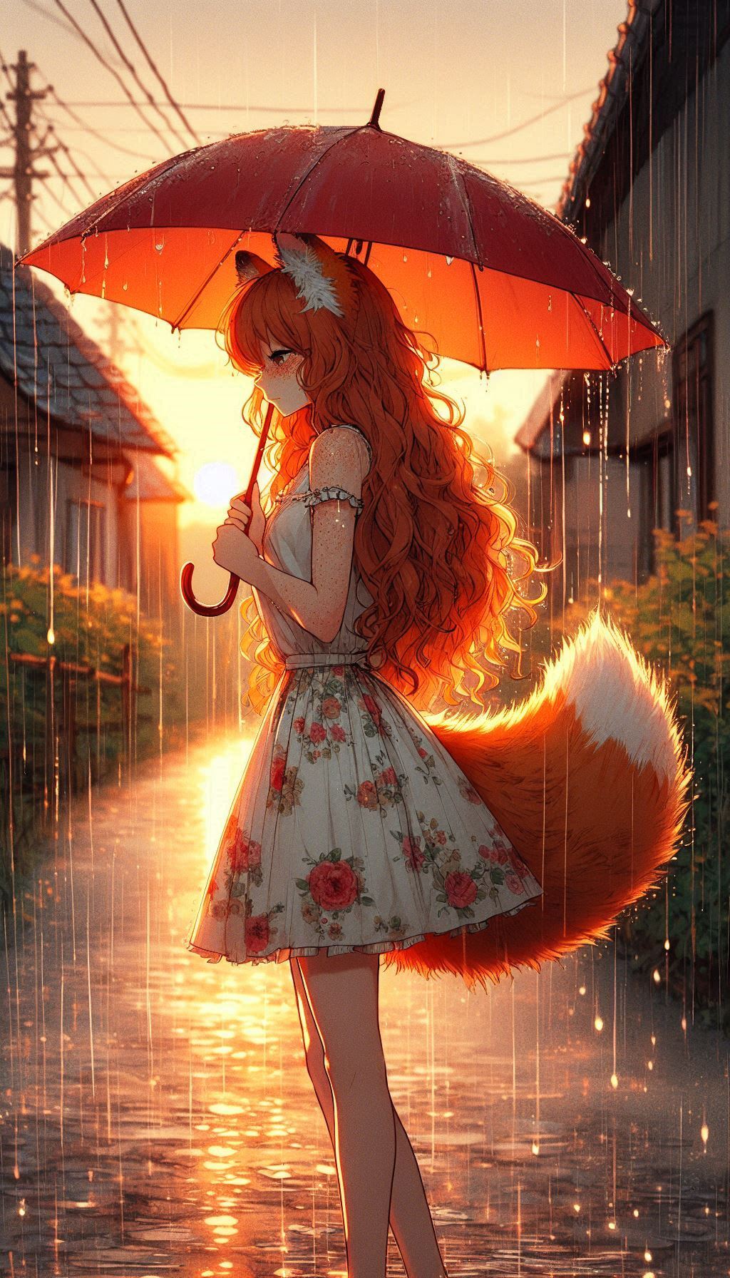 Chanterelles to your phone without registration and SMS - My, Neural network art, Нейронные сети, Art, Girls, Anime art, Anime, Original character, Kitsune, Animal ears, Tail, Ginger & White, Longpost