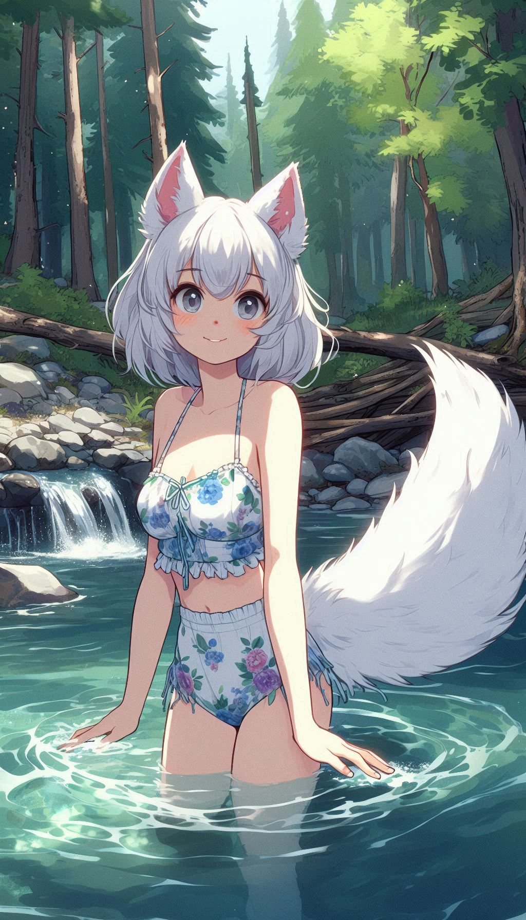 Chanterelles to your phone without registration and SMS - My, Neural network art, Нейронные сети, Art, Girls, Anime art, Anime, Original character, Kitsune, Animal ears, Tail, Ginger & White, Longpost