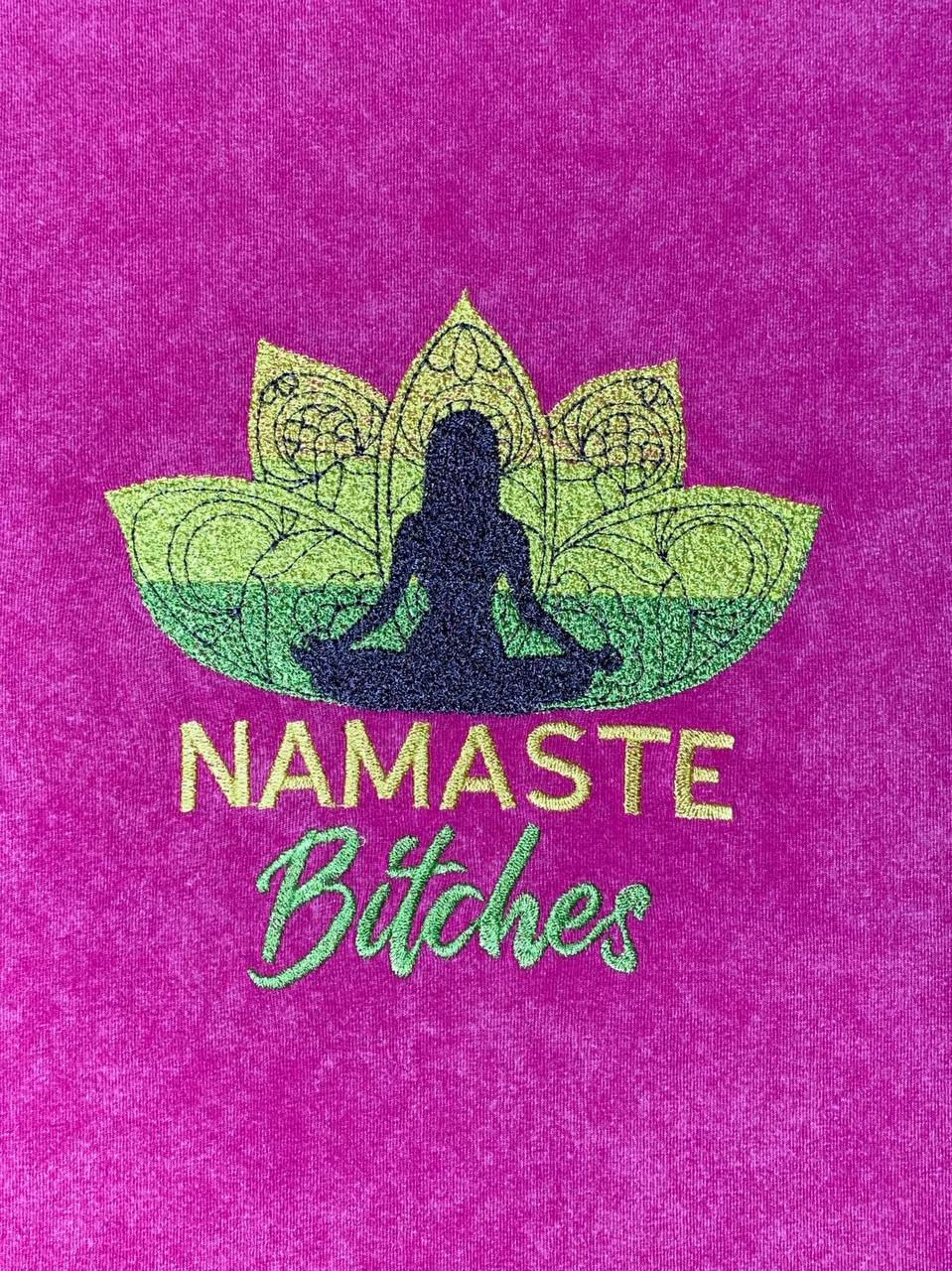 Namaste! - Моё, Арт, Вышивка, Нитки, Одежда, Футболка, Намасте, Длиннопост