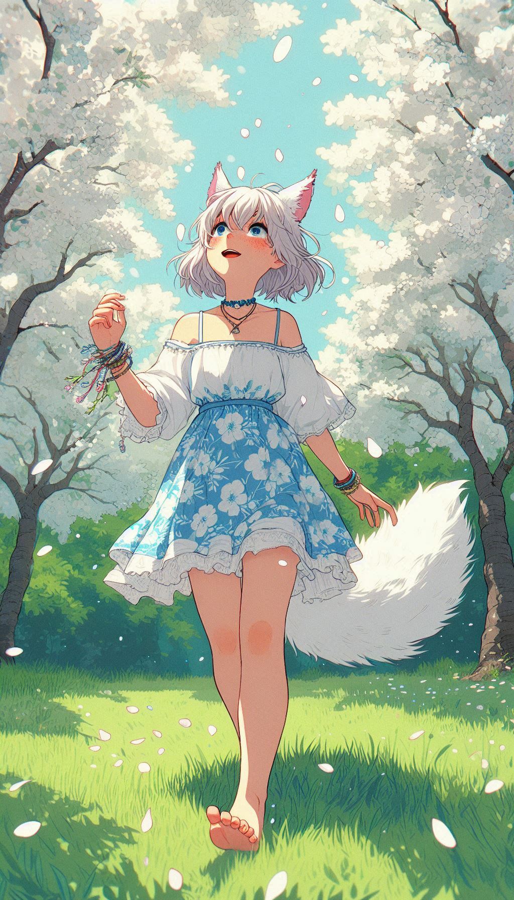 Chanterelles to your phone without registration and SMS - My, Neural network art, Нейронные сети, Art, Girls, Anime art, Anime, Original character, Kitsune, Animal ears, Tail, Ginger & White, Longpost