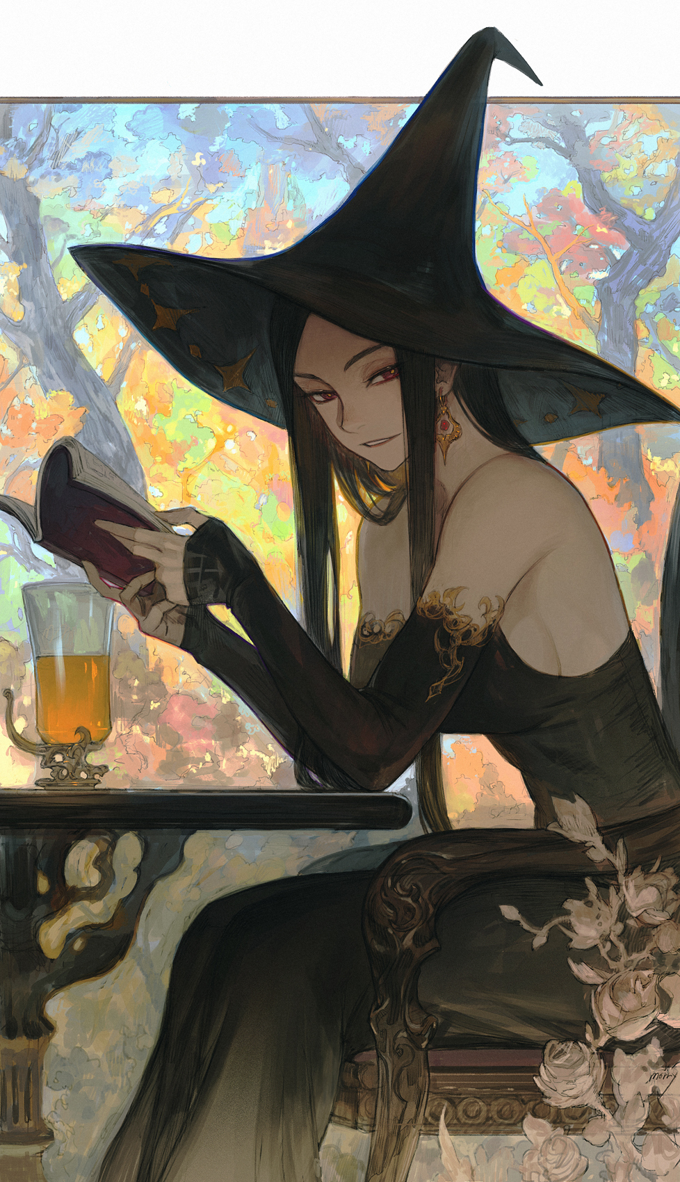 For a book - Art, Drawing, Girls, Witches, Books, Beverages