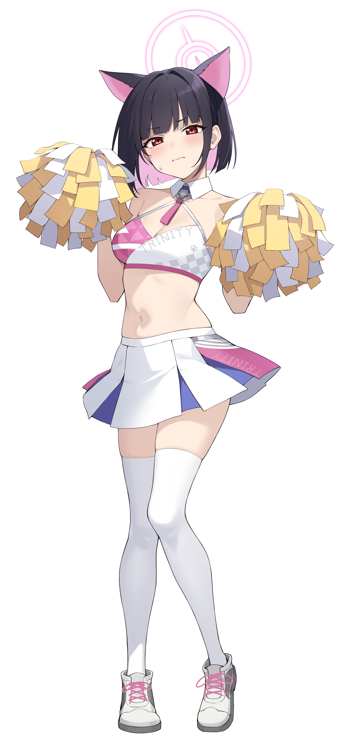 Kazusa - Anime art, Anime, Blue archive, Kyouyama Kazusa, Cheerleading, Stockings, Stomach, Navel, Longpost