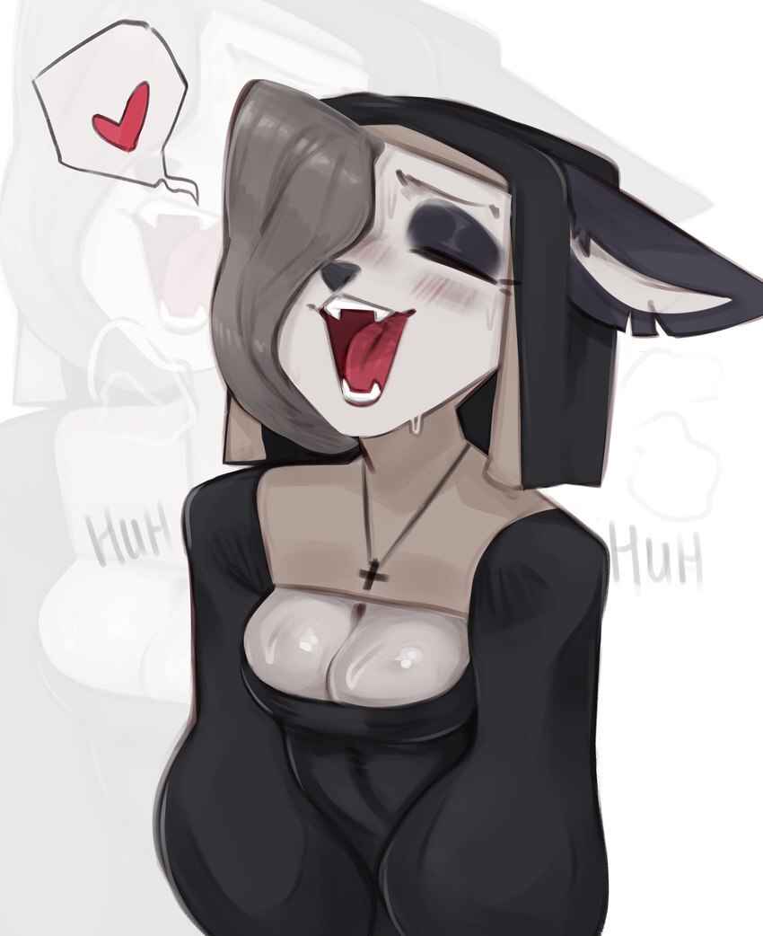 Nun Luna prays sparing no effort :3 - Furry, Furry art, Loona, Loona (Helluva Boss), Nun