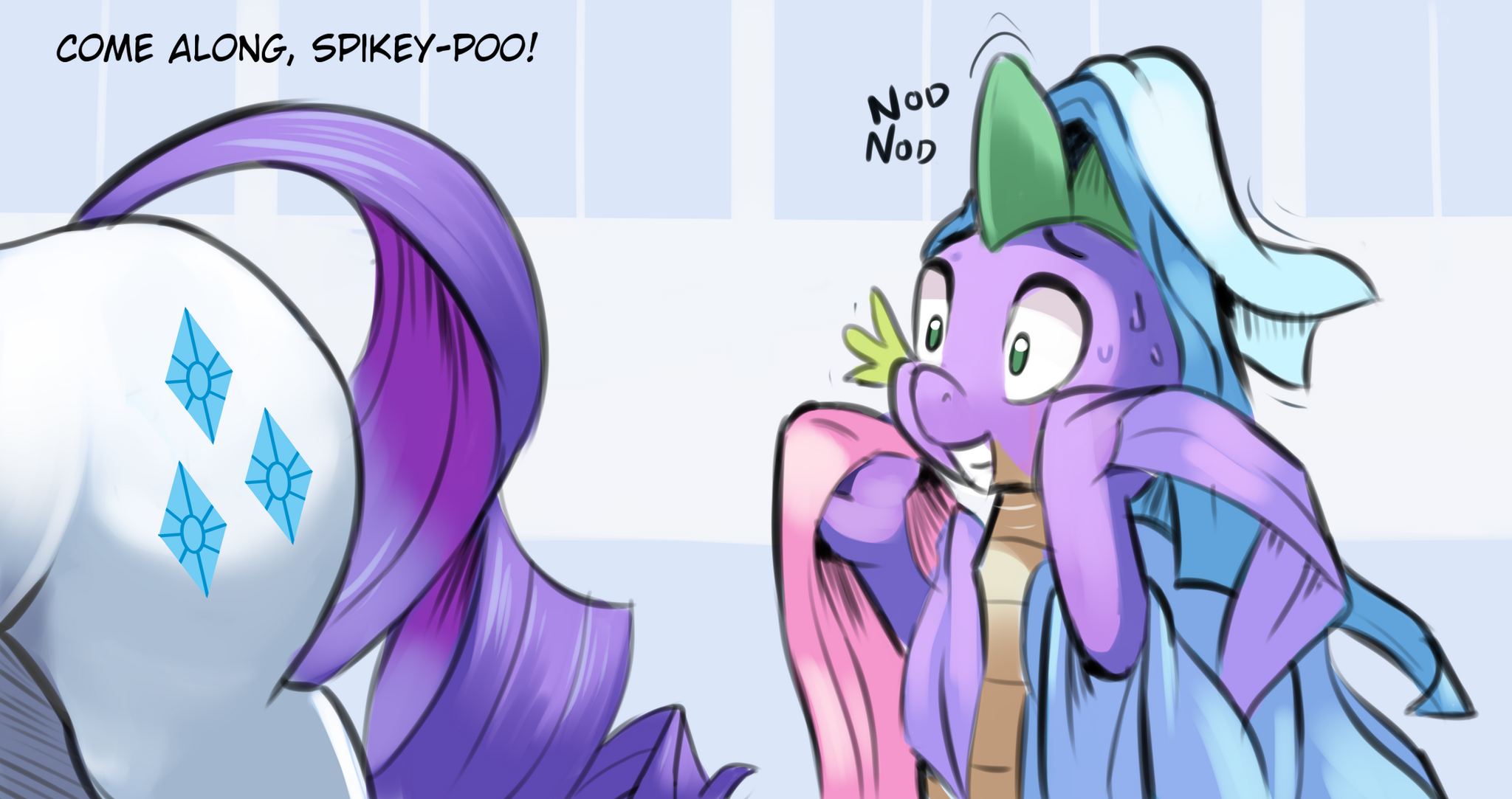 Follow me, Spikey! - My little pony, Spike, Rarity