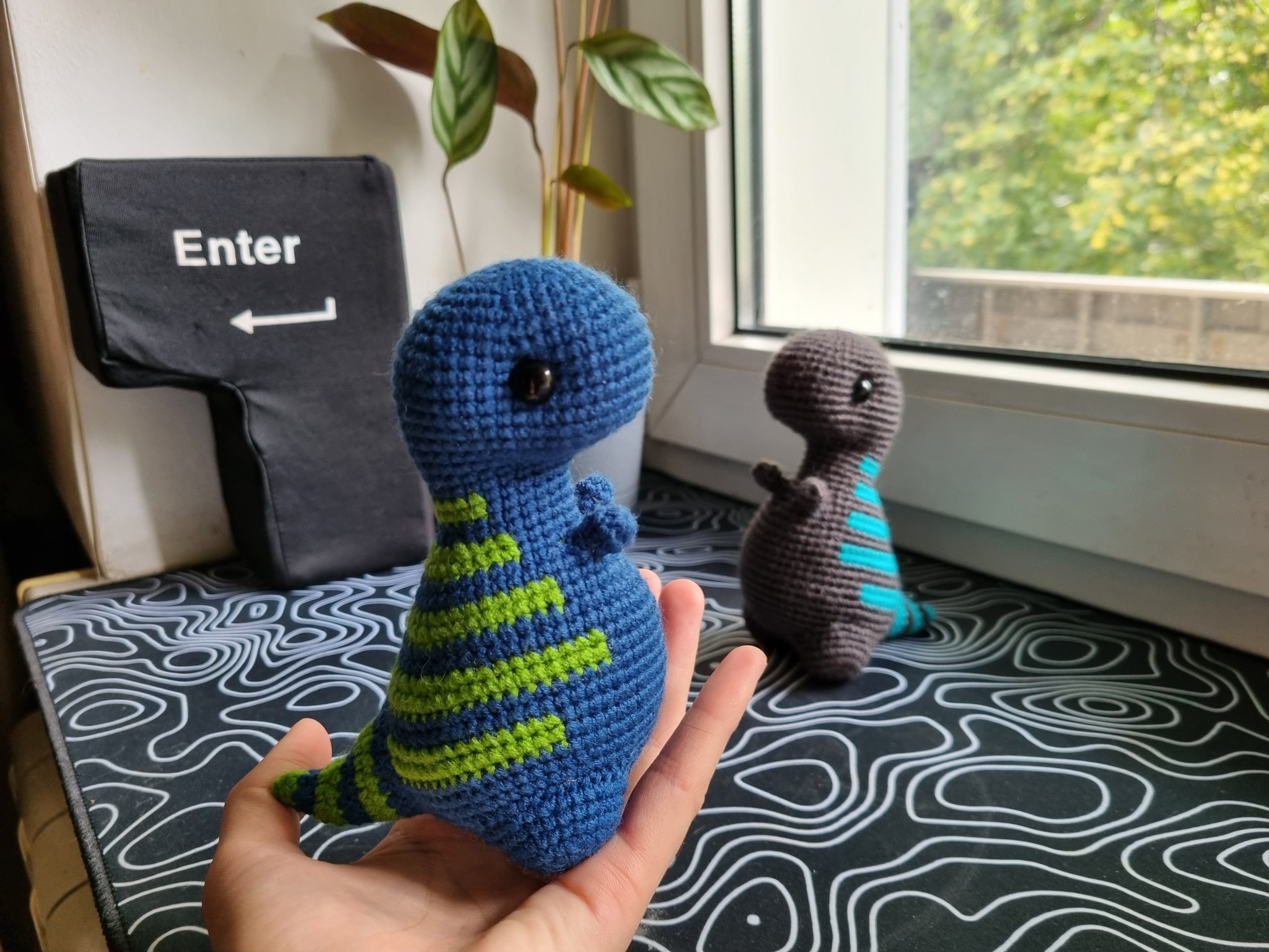 Blue-green dinosaur and Godzilla - My, Knitting, Crochet, Amigurumi, Toys, Knitted toys, With your own hands, Needlework, Needlework without process, Creation, Author's toy, Order, Soft toy, Dinosaurs, Presents, Godzilla, Longpost