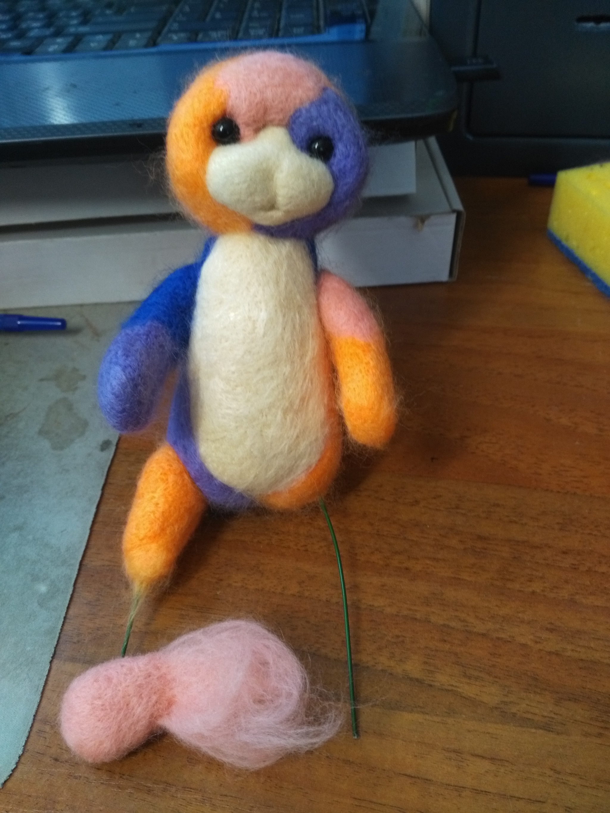 Rainbow bear - Author's toy, Wool toy, Dry felting, Longpost