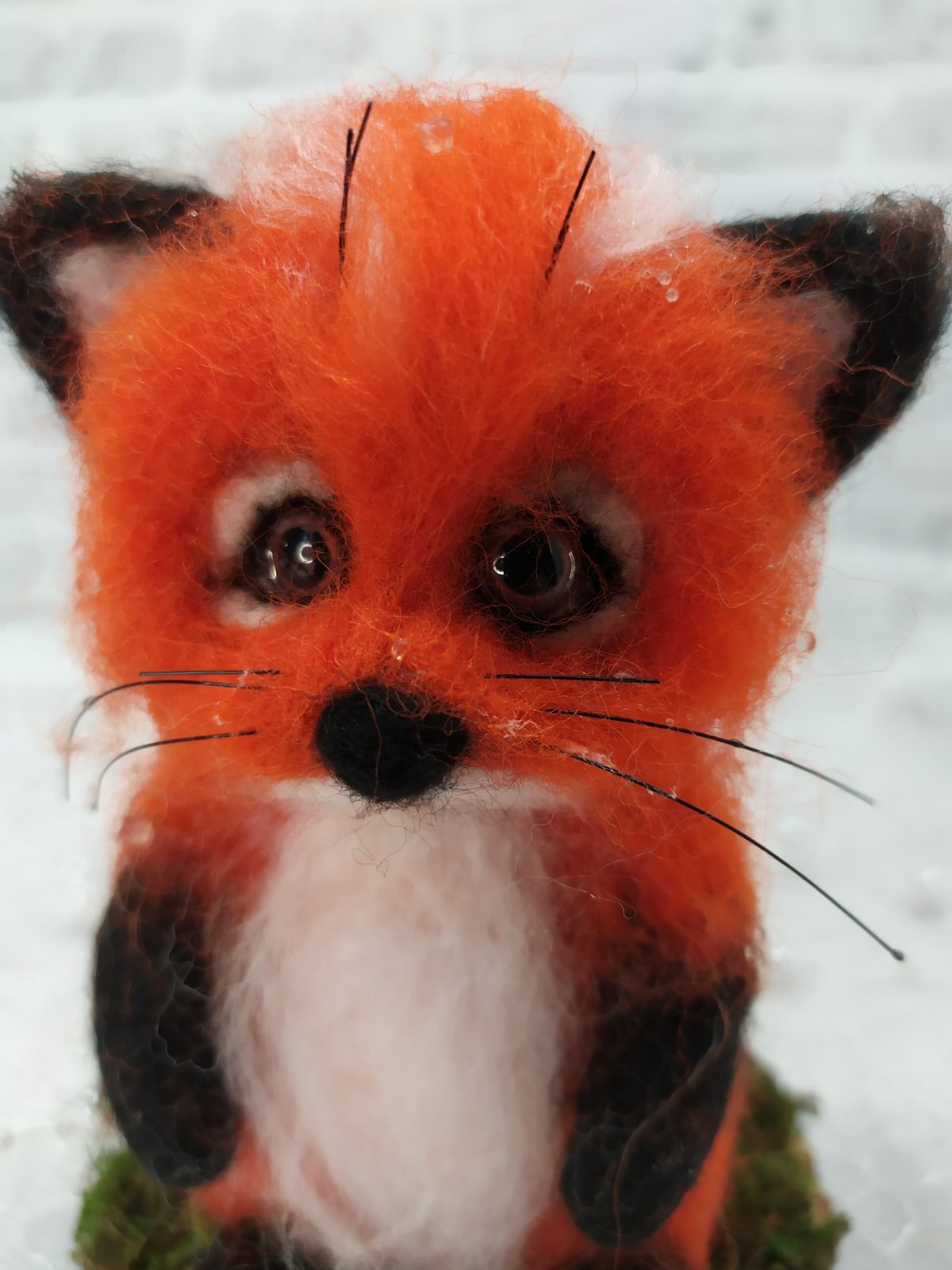 Little fox in raindrops - My, Author's toy, Wool toy, Dry felting, Longpost