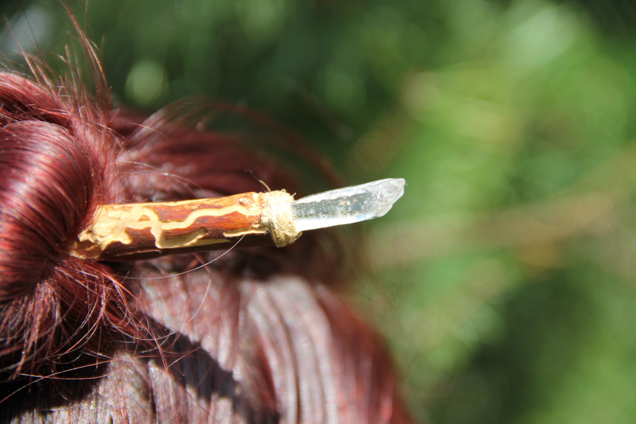 Hairpin Hyperborea - My, Handmade, Woodworking, Hairpins, Natural stones, Tree, Pine, Craft, Needlework without process