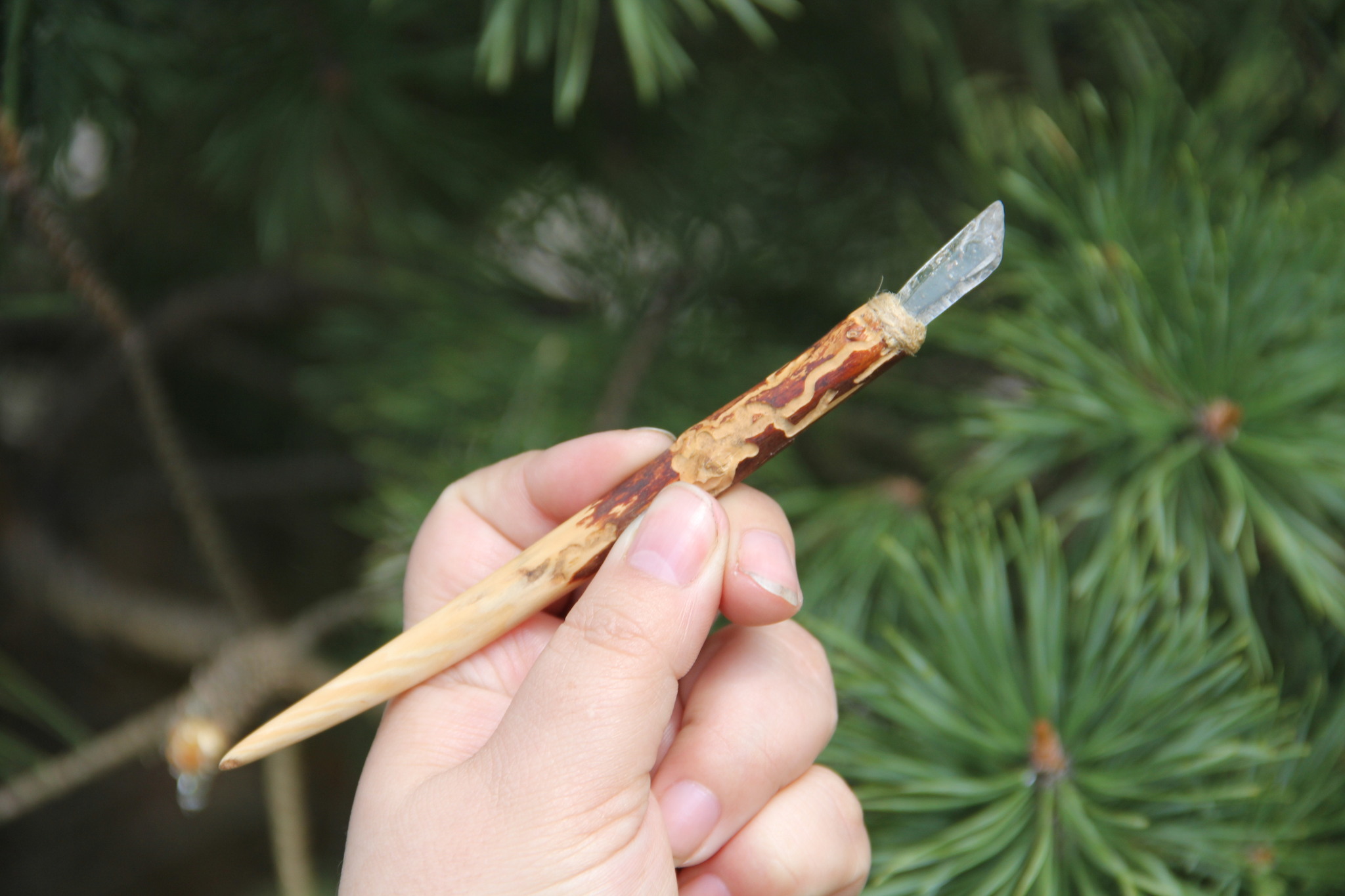 Hairpin Hyperborea - My, Handmade, Woodworking, Hairpins, Natural stones, Tree, Pine, Craft, Needlework without process