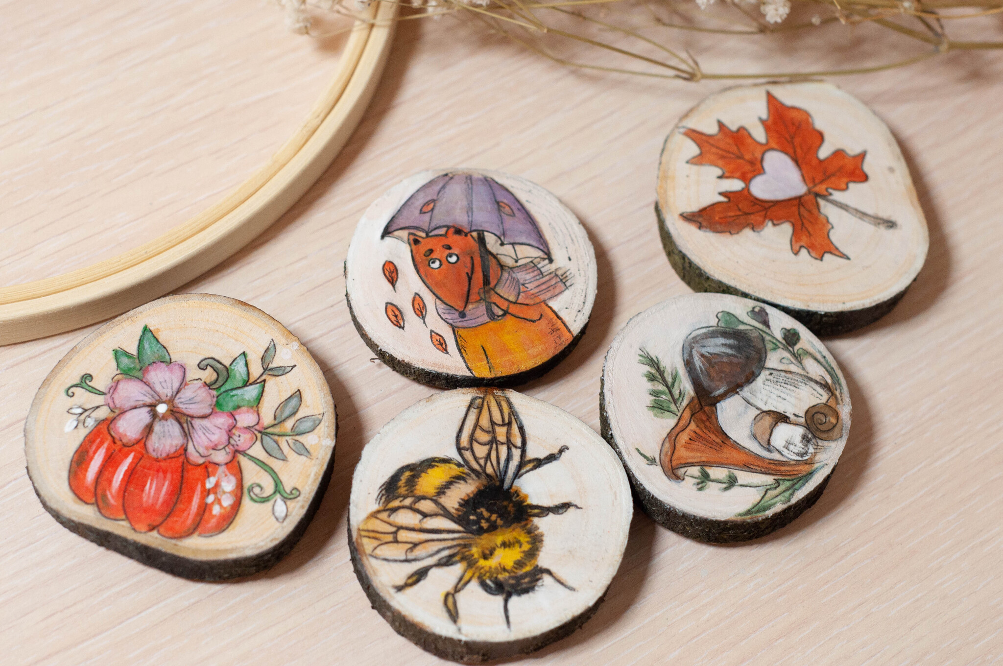 Pictures - magnets on wood cuts - My, Images, Painting, Painting, Author's painting, Needlework, Painting, Saw, Sawing wood, Acrylic, Handmade, Painting on wood, Longpost, Needlework without process