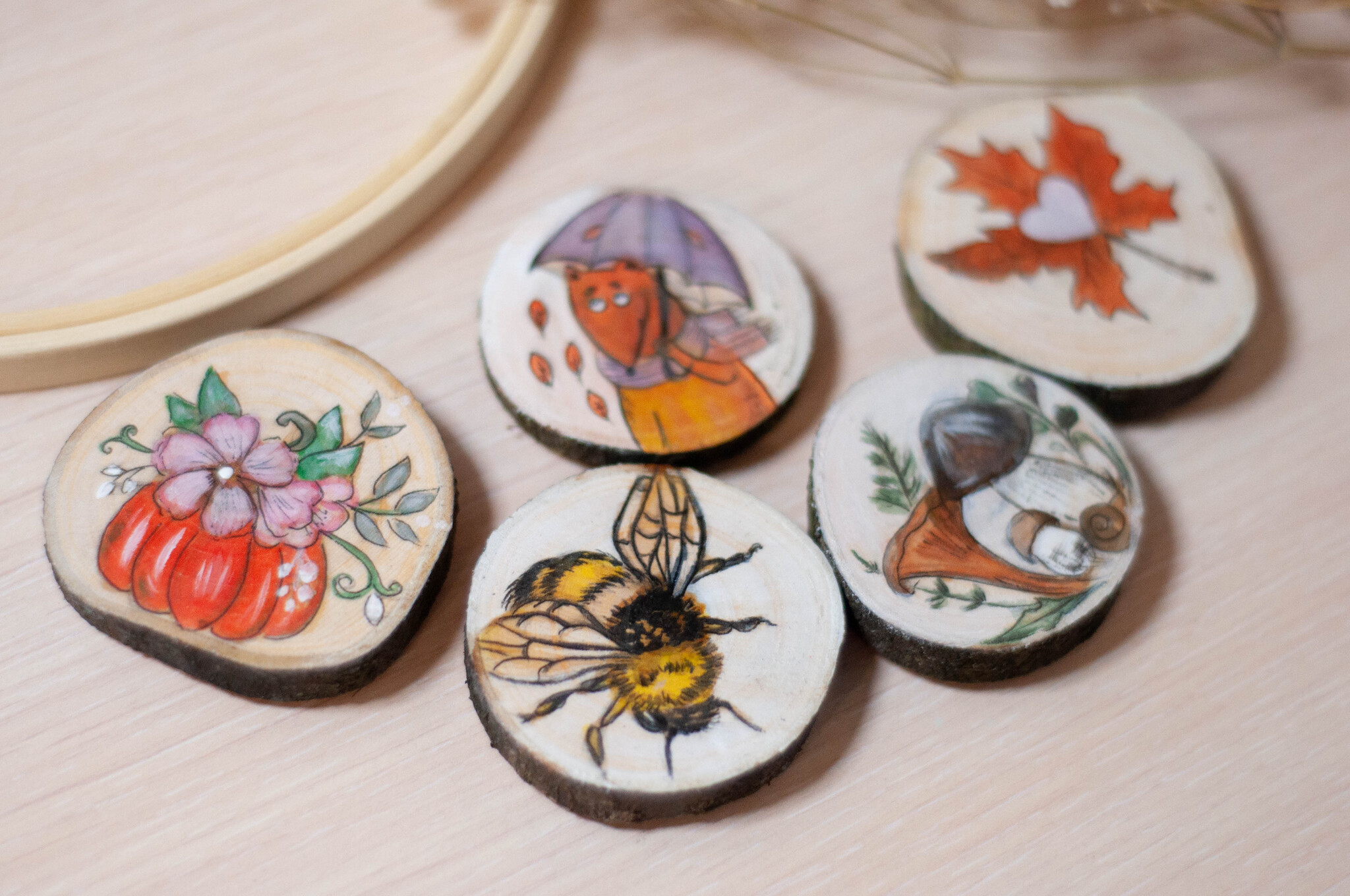 Pictures - magnets on wood cuts - My, Images, Painting, Painting, Author's painting, Needlework, Painting, Saw, Sawing wood, Acrylic, Handmade, Painting on wood, Longpost, Needlework without process