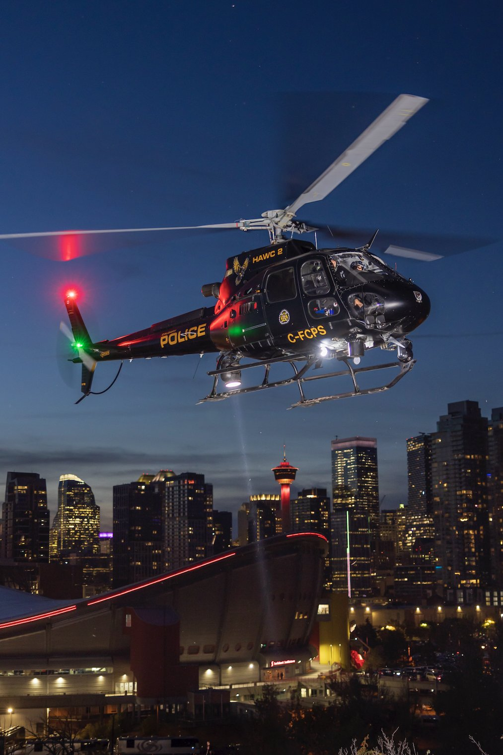 Police squirrel over the night city - Aviation, Helicopter, Eurocopter, The photo