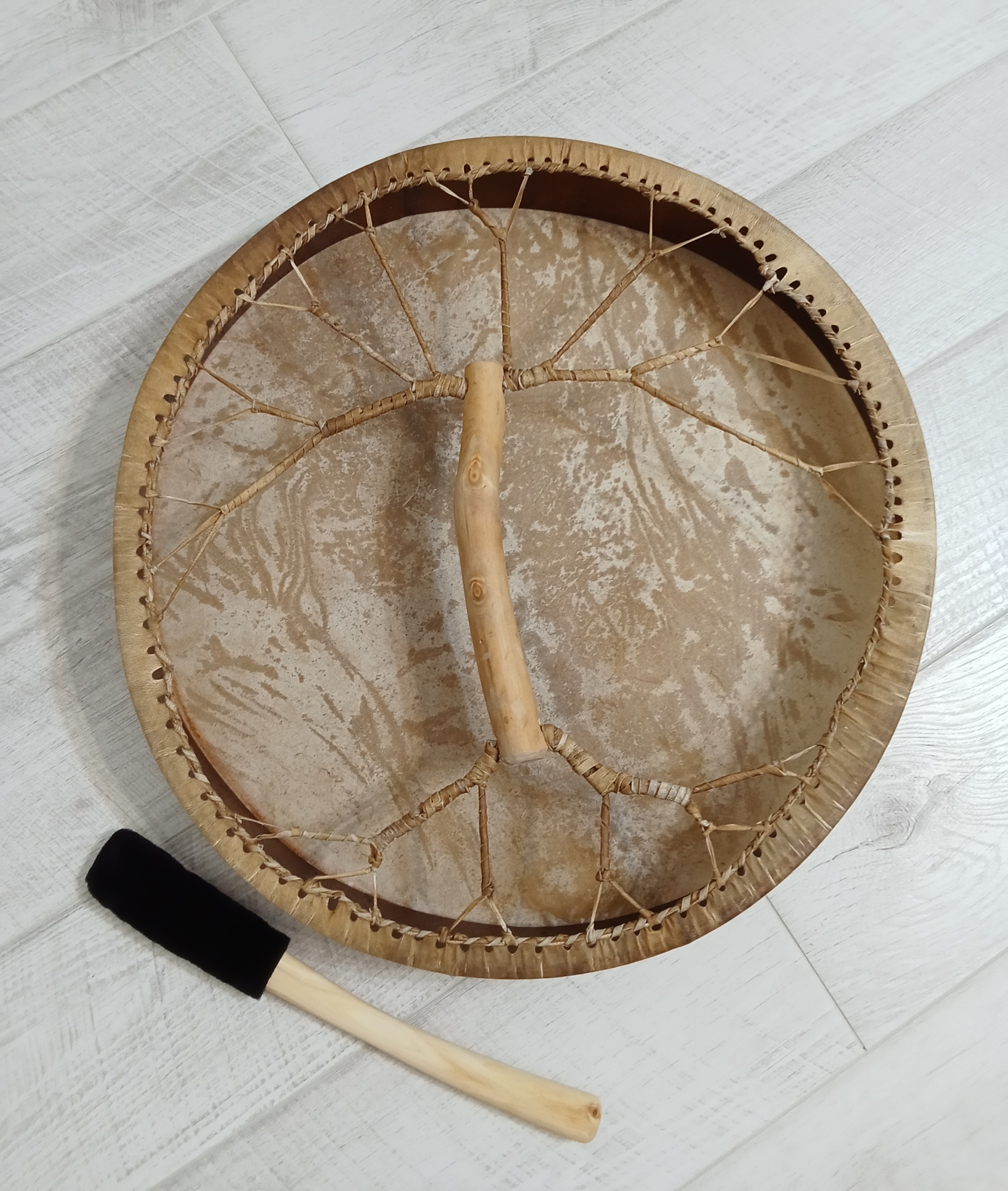 The first tambourine is lumpy) - My, Tambourine, Leather products, Wood products, Natural leather, Hobby, Error, Longpost, Needlework without process