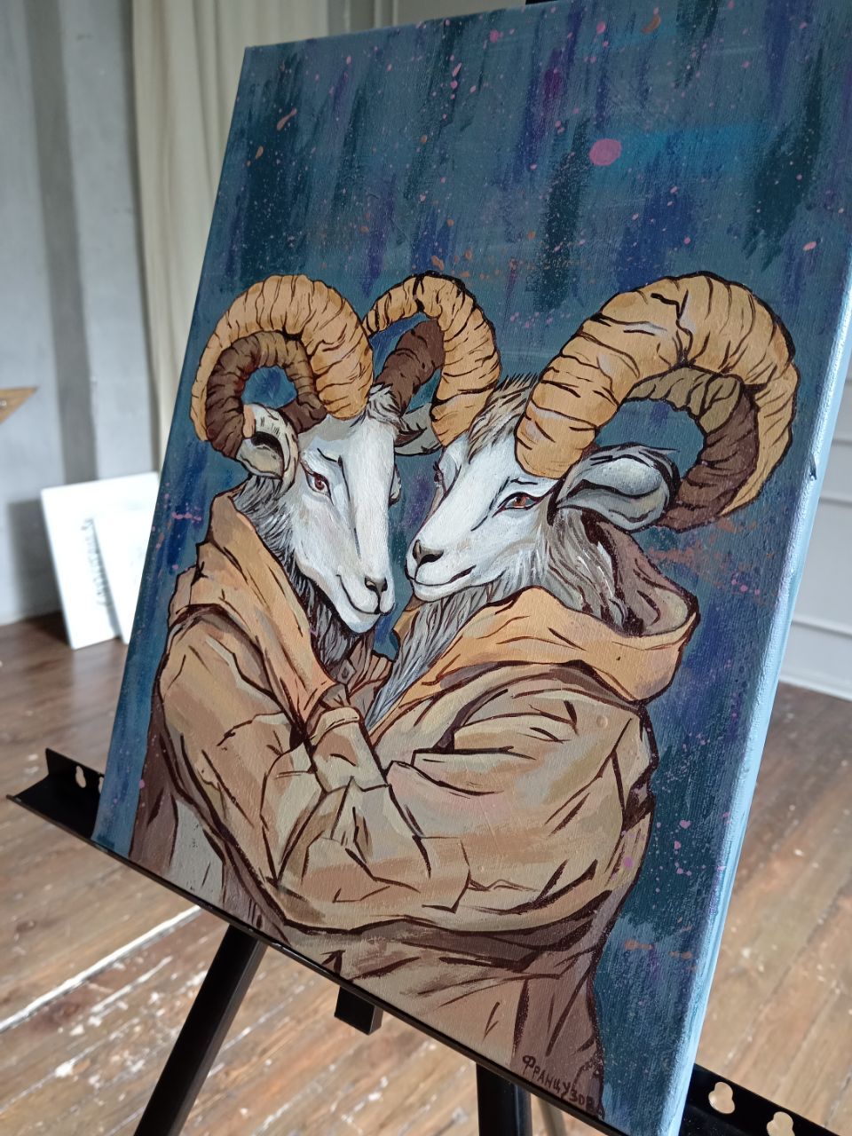 Strength, tenderness and stubbornness - in one picture - Painting, Rams, Aries, Telegram (link), VKontakte (link), Instagram (link), Longpost