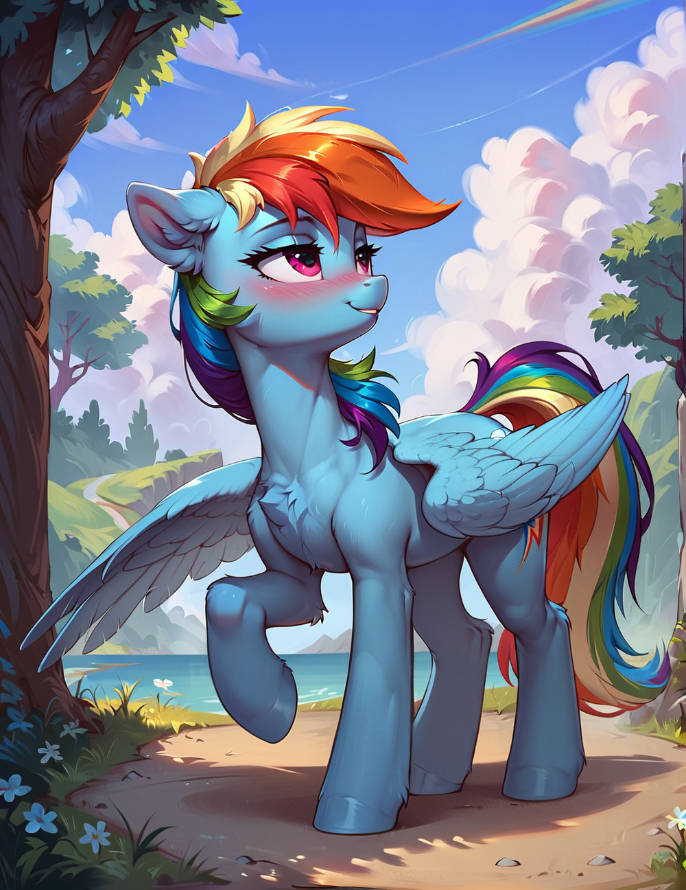 Walking - My, Neural network art, My little pony, PonyArt, Rainbow dash