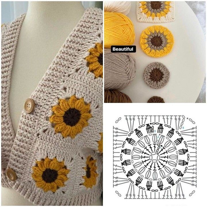 Interesting product ideas based on sunflower motifs - Cloth, Style, Fashion, Idea, Knitting, Scheme, With your own hands, Crochet, Sunflower, Master Class, Longpost, Needlework without process