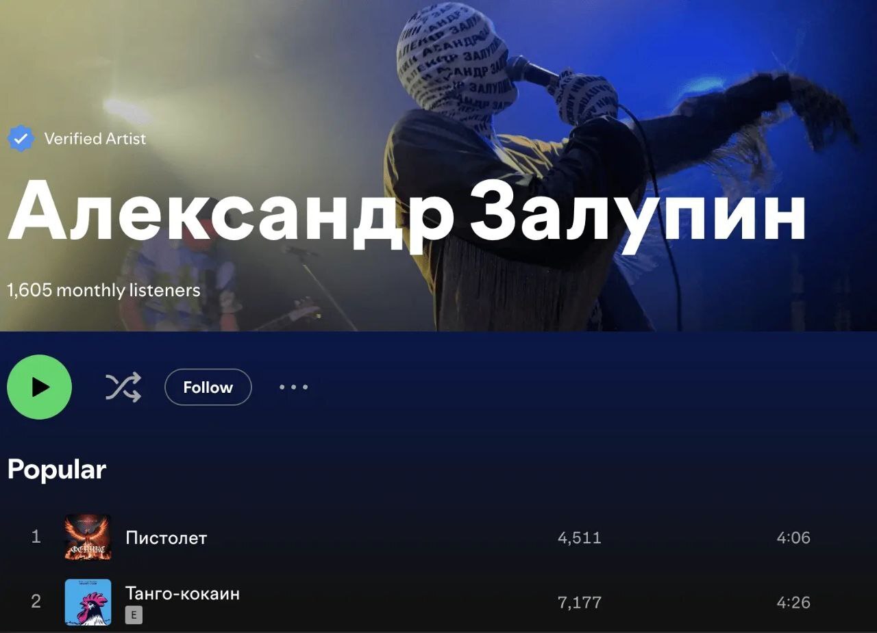 While the songs of Leps and Shaman are being removed from Spotify, I found some real talented performers there - Humor, Picture with text, Music, Musicians, Spotify, Musical talents, Song, Longpost, Mat, Russian stage, Screenshot