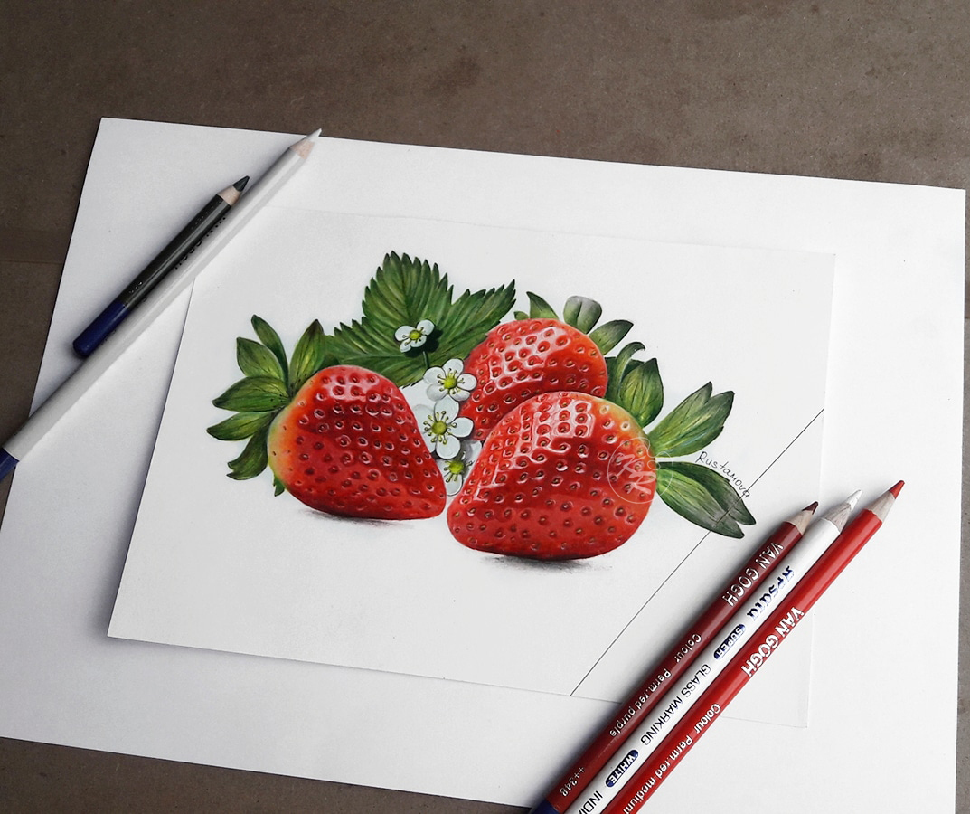 My old drawing - My, Botanical illustration, Food, Illustrations, Pencil drawing, Botany, Strawberry (plant), Realism, Yummy, Drawing