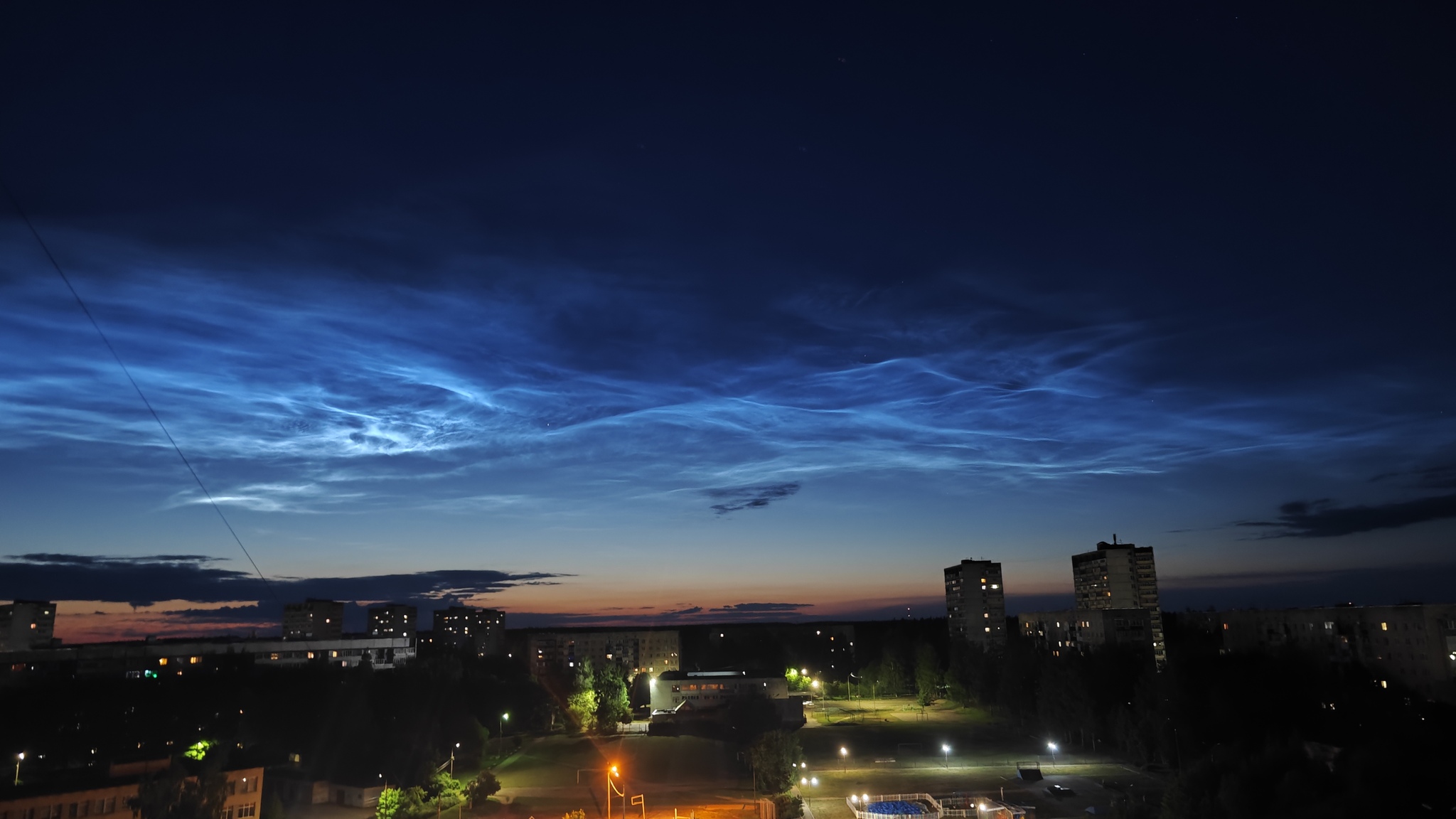 Noctilucent clouds over the Smolensk region - My, Noctilucent clouds, Smolensk, Yartsevo, Longpost, Night city, The photo