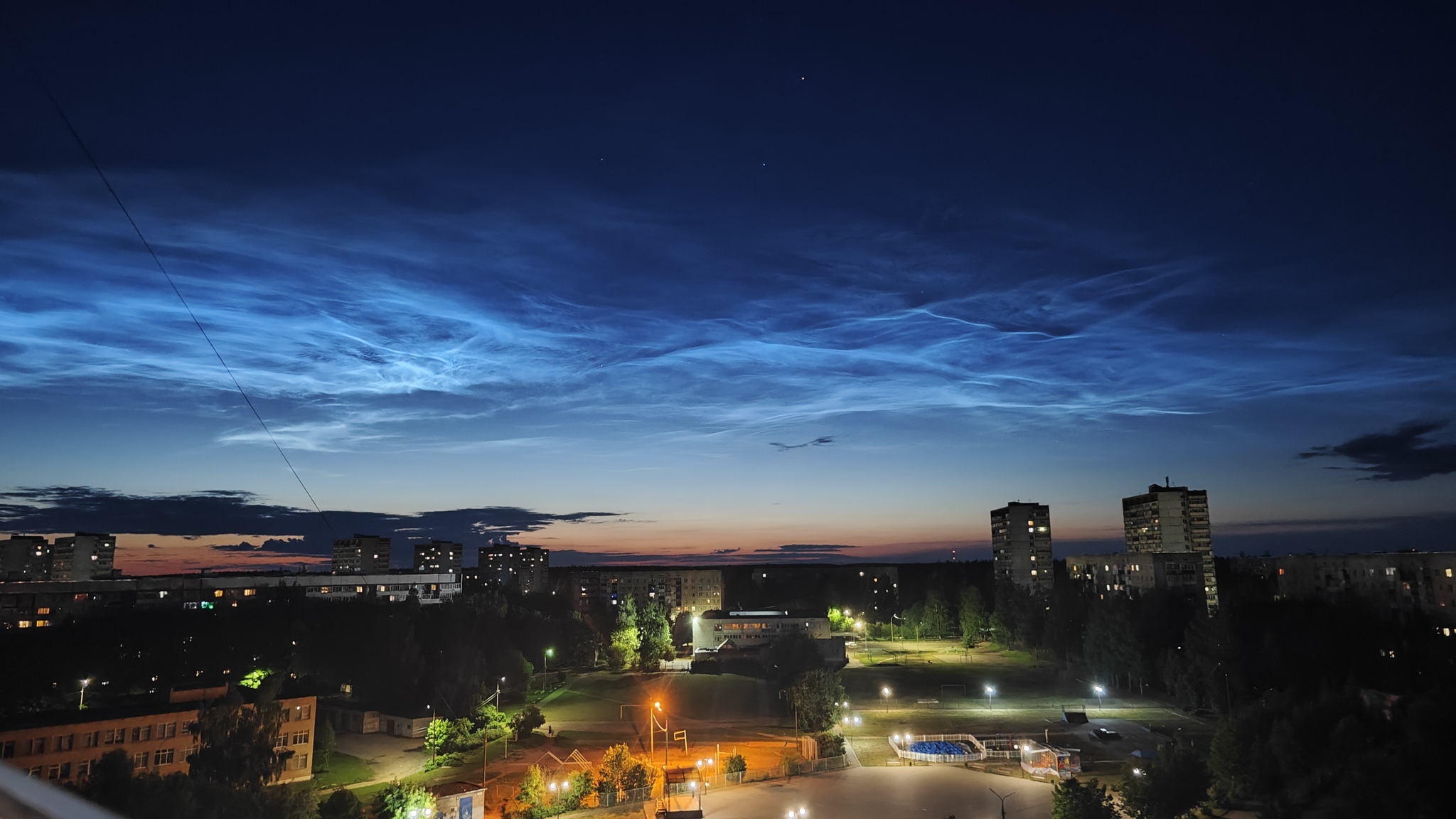 Noctilucent clouds over the Smolensk region - My, Noctilucent clouds, Smolensk, Yartsevo, Longpost, Night city, The photo