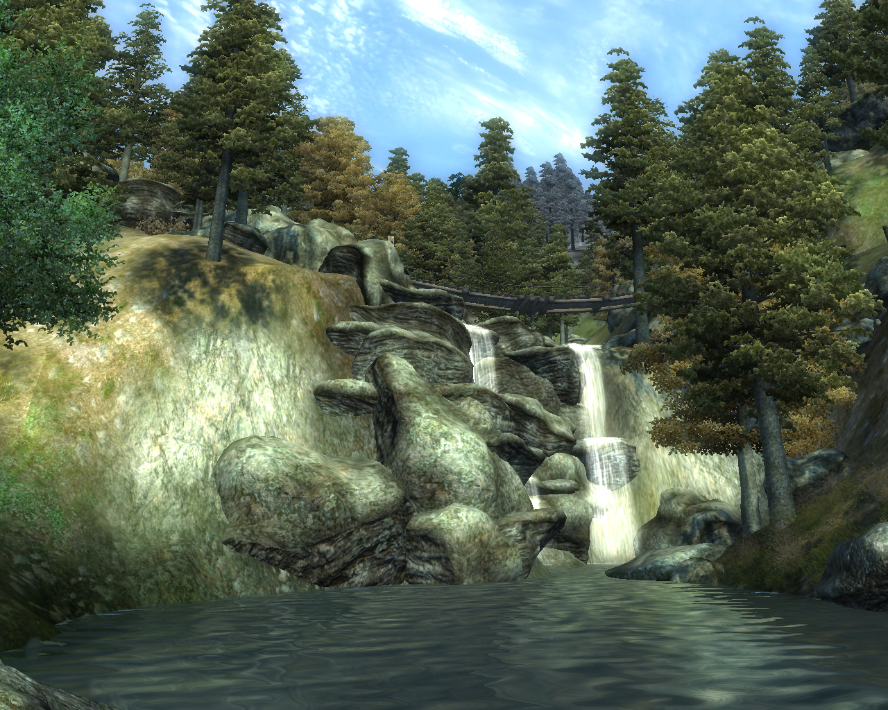Unnamed waterfall in the Jerol mountains - My, Bethesda, The elder scrolls, The Elder Scrolls IV: Oblivion, RPG, Tamriel, Cyrodile, Waterfall, Nostalgia, Screenshot