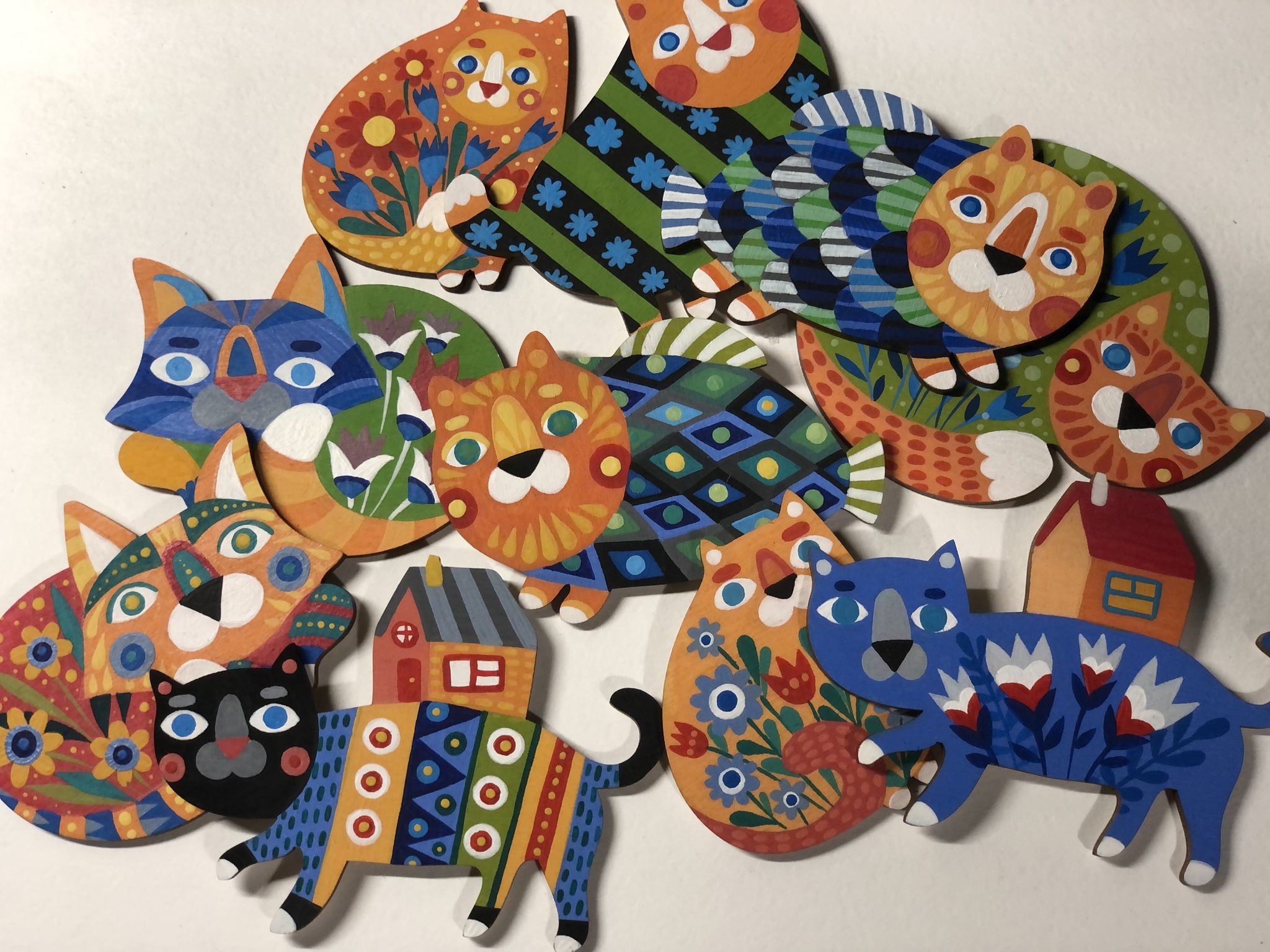 Exclusive designer brooches and magnets, hand painted. Series Cats - My, Souvenirs, Presents, Handmade, Brooch, Painting, Acrylic, Needlework with process, Longpost