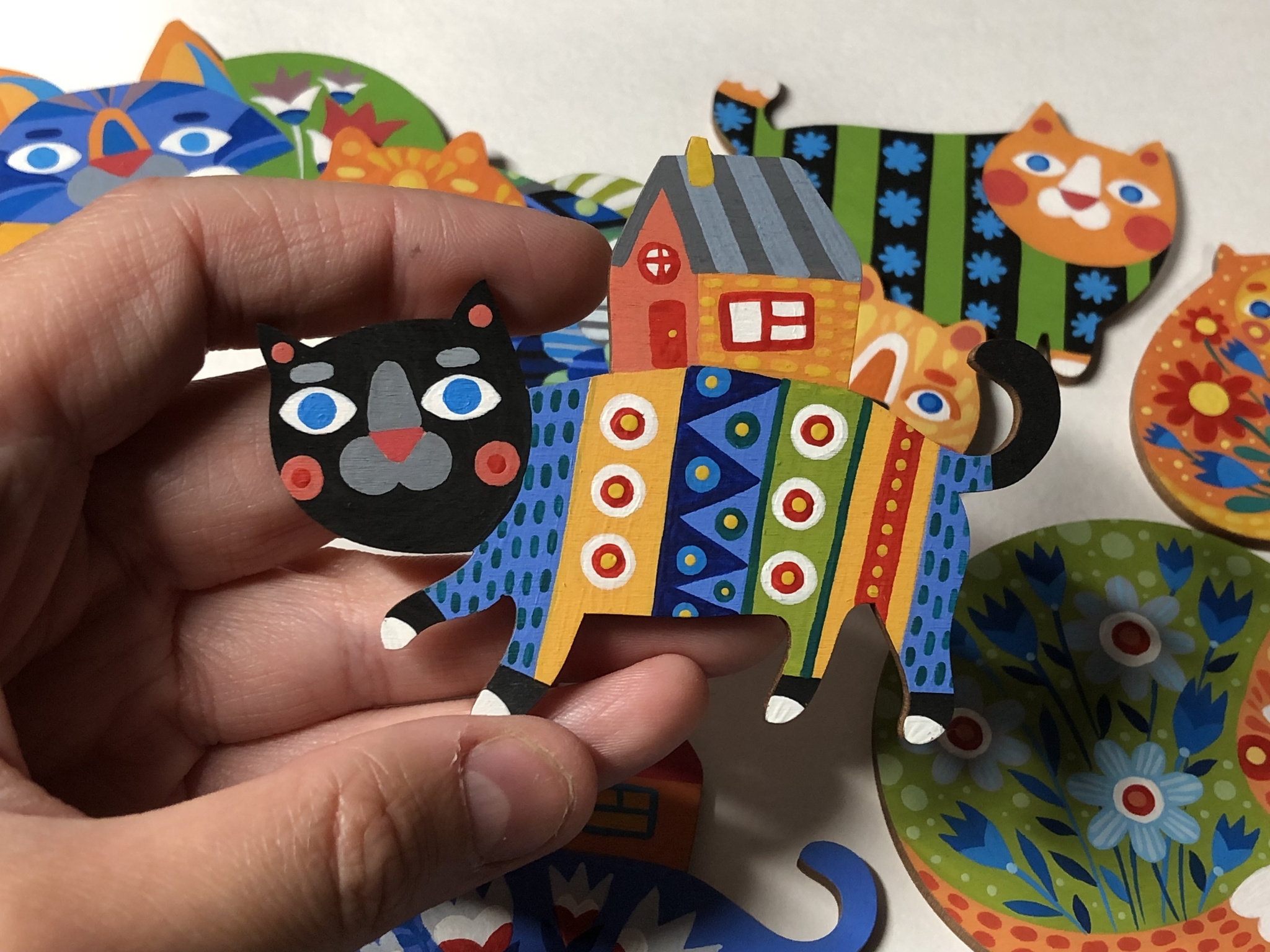 Exclusive designer brooches and magnets, hand painted. Series Cats - My, Souvenirs, Presents, Handmade, Brooch, Painting, Acrylic, Needlework with process, Longpost