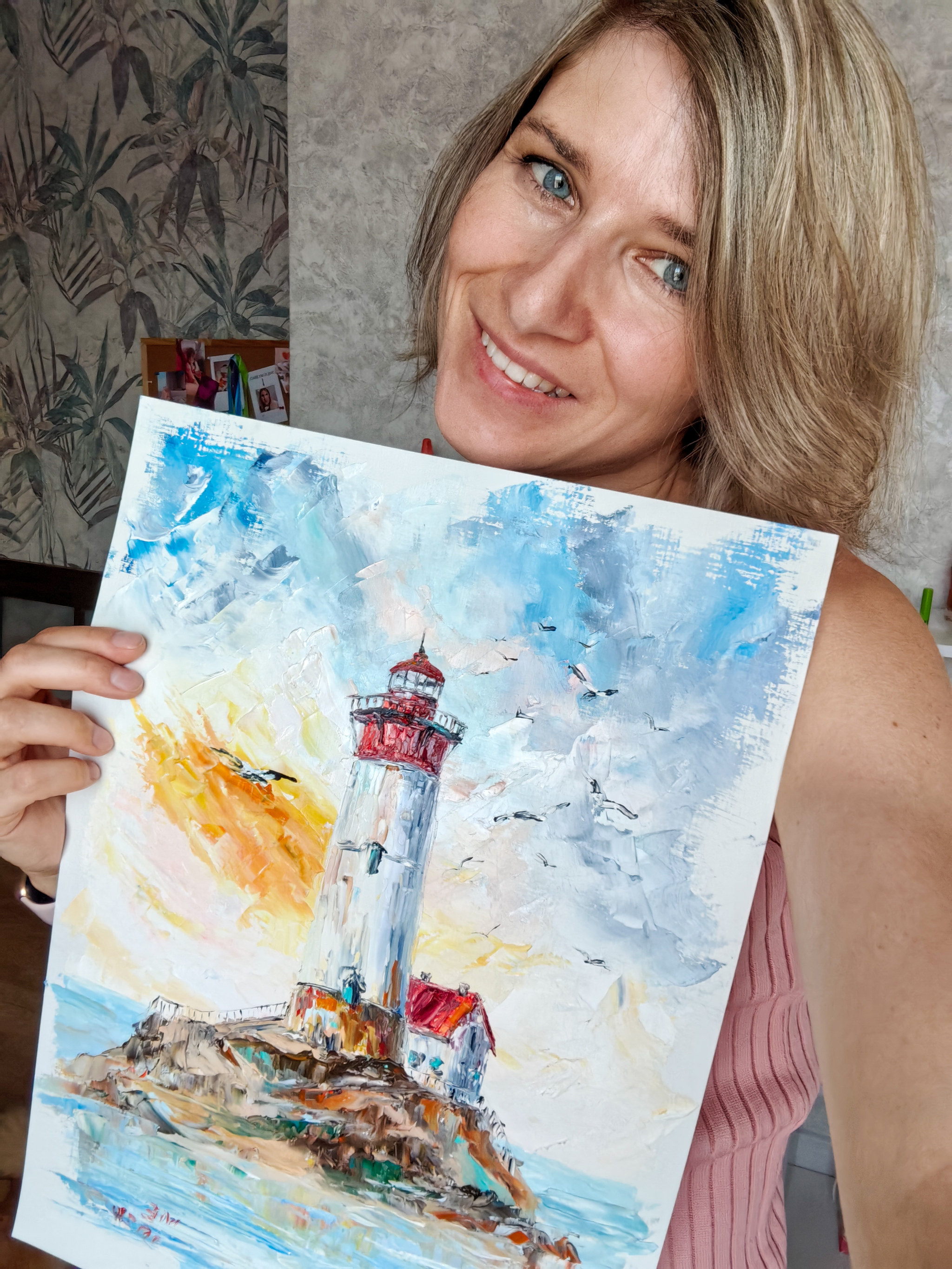 Post #11555825 - My, Girls, Lighthouse, Artist, Paints, Interior painting, Impressionism