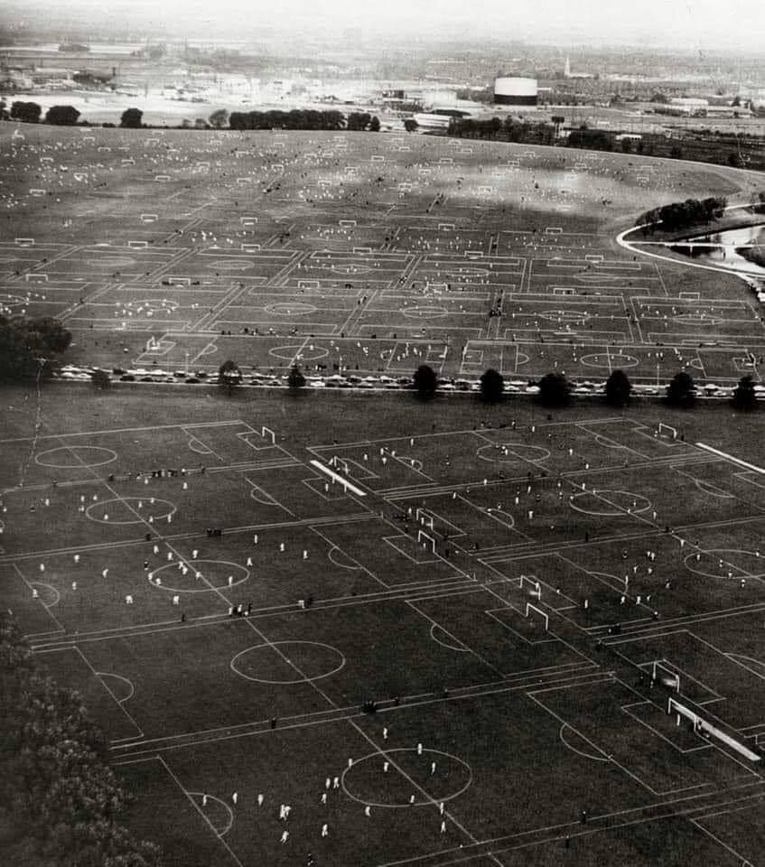 111 football matches in one place at the same time - Football, England, London, 60th, Telegram (link), Black and white photo