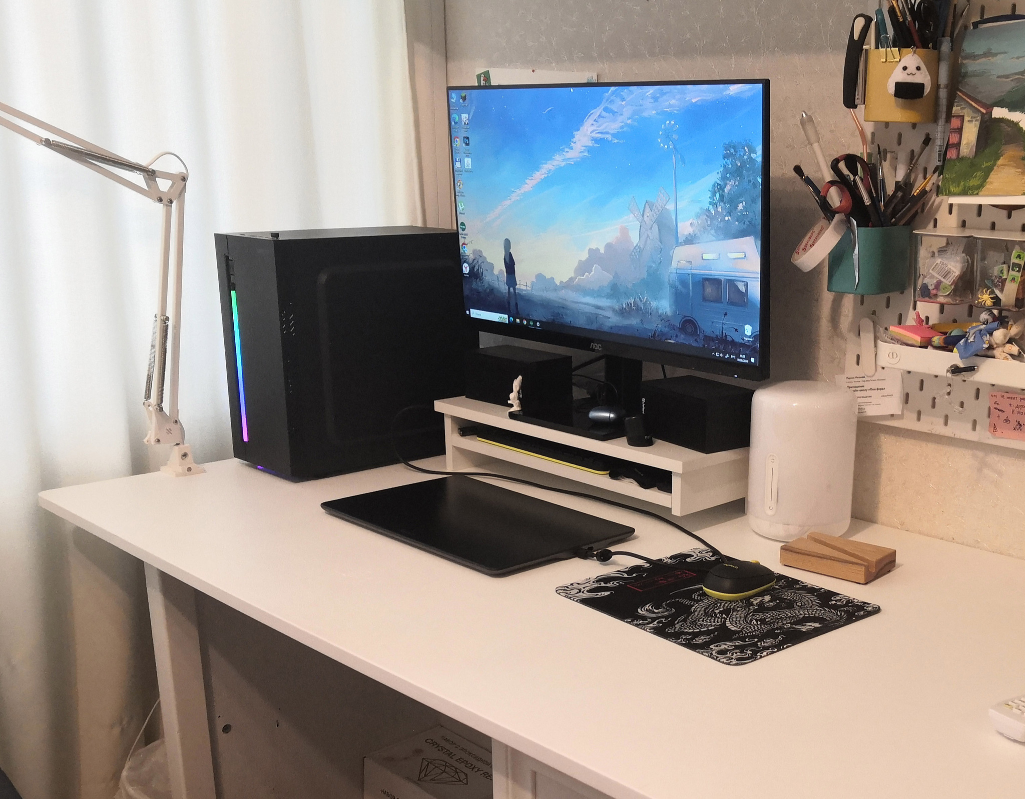 Workplace for a little artist - My, Dream, Graphics tablet, Happiness, Joy, Good mood, A life, Longpost