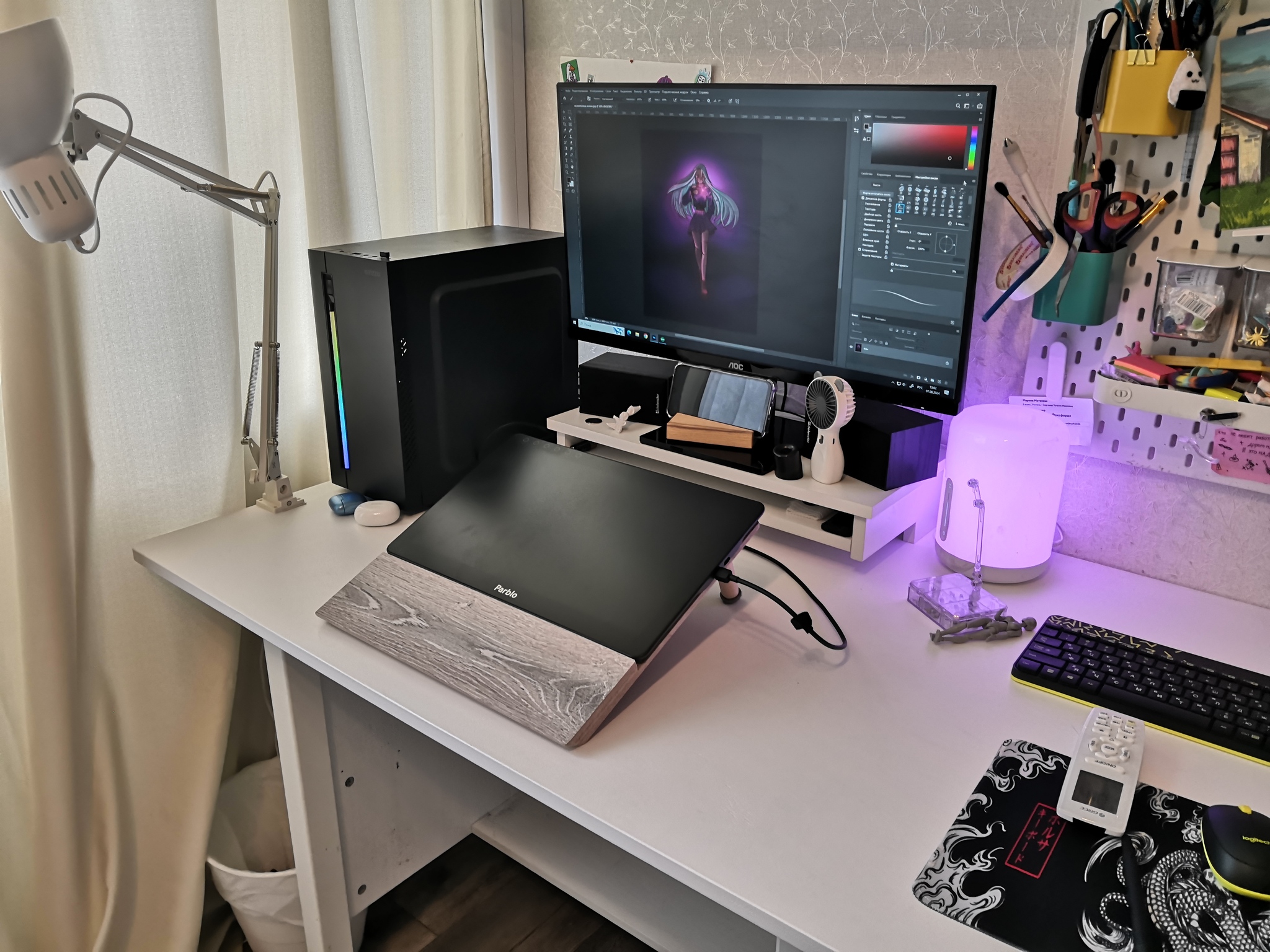 Workplace for a little artist - My, Dream, Graphics tablet, Happiness, Joy, Good mood, A life, Longpost