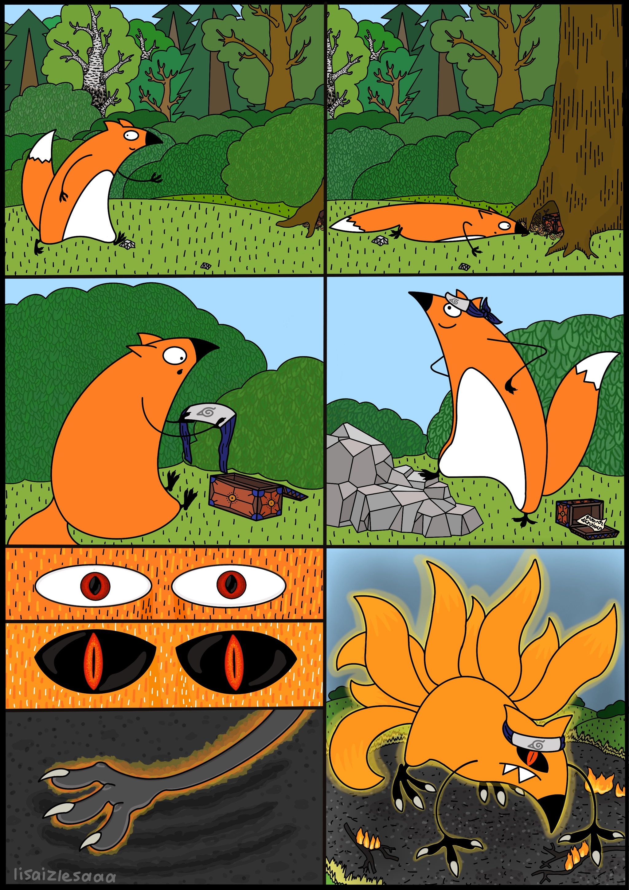 This is how the nine-tails appeared - My, Fox, Naruto, Comics, Author's comic, Magic, Suddenly, Demon