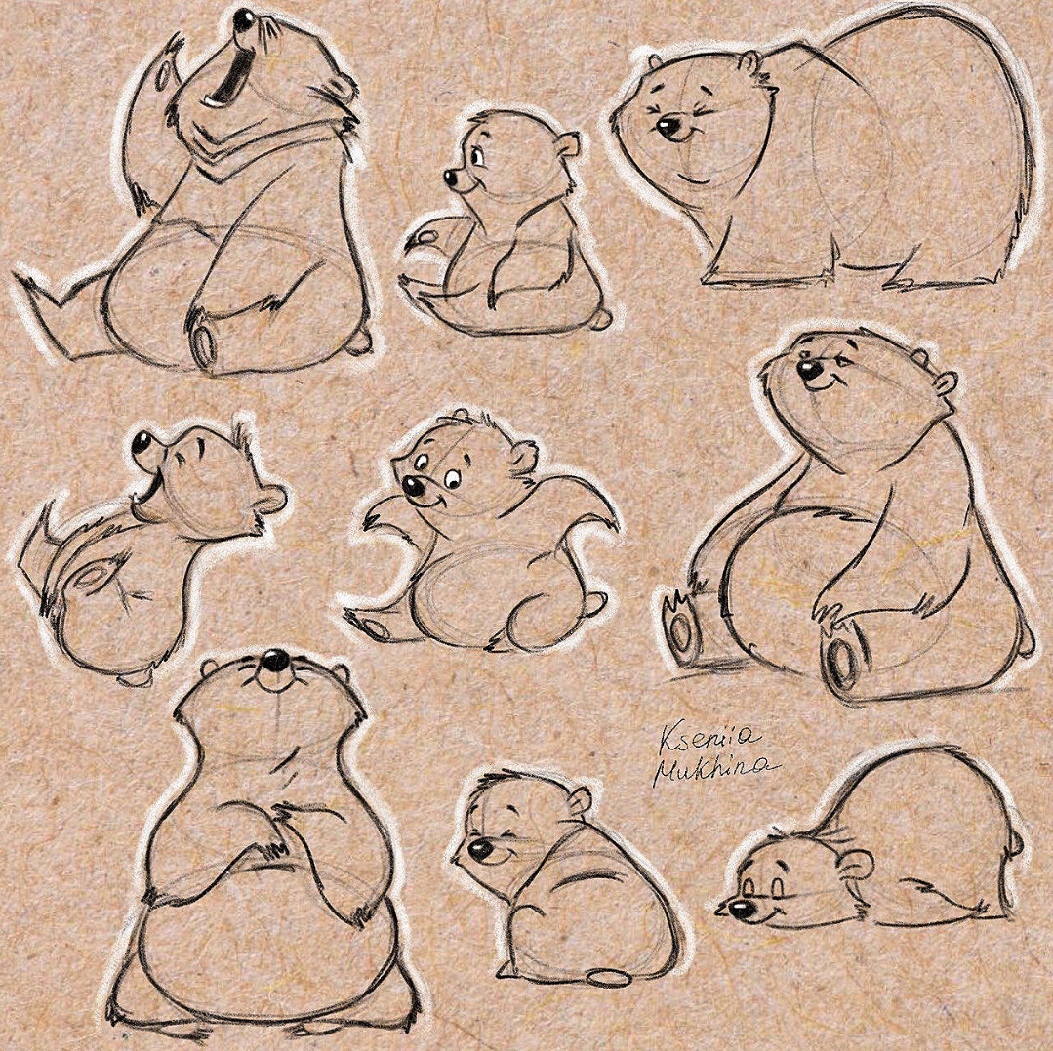 My analysis of bears. Video tutorial on sketches in the post - My, Sketch, Painting, Video lessons, Illustrations, Animation, Characters (edit), Useful, Digital drawing, Artist, Video, Is free