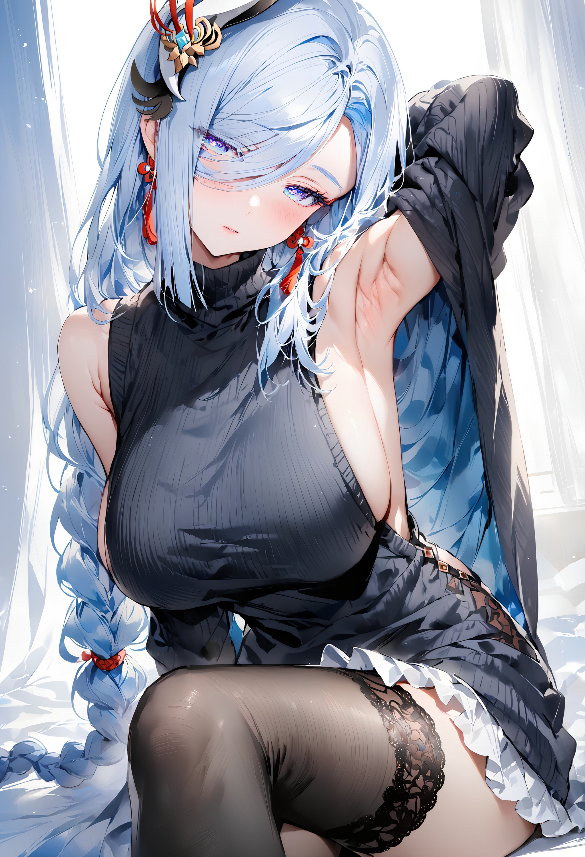 Shenhe - Genshin impact, Shenhe (Genshin Impact), Art, Girls, Games, Anime art, Anime, Neural network art, Stockings