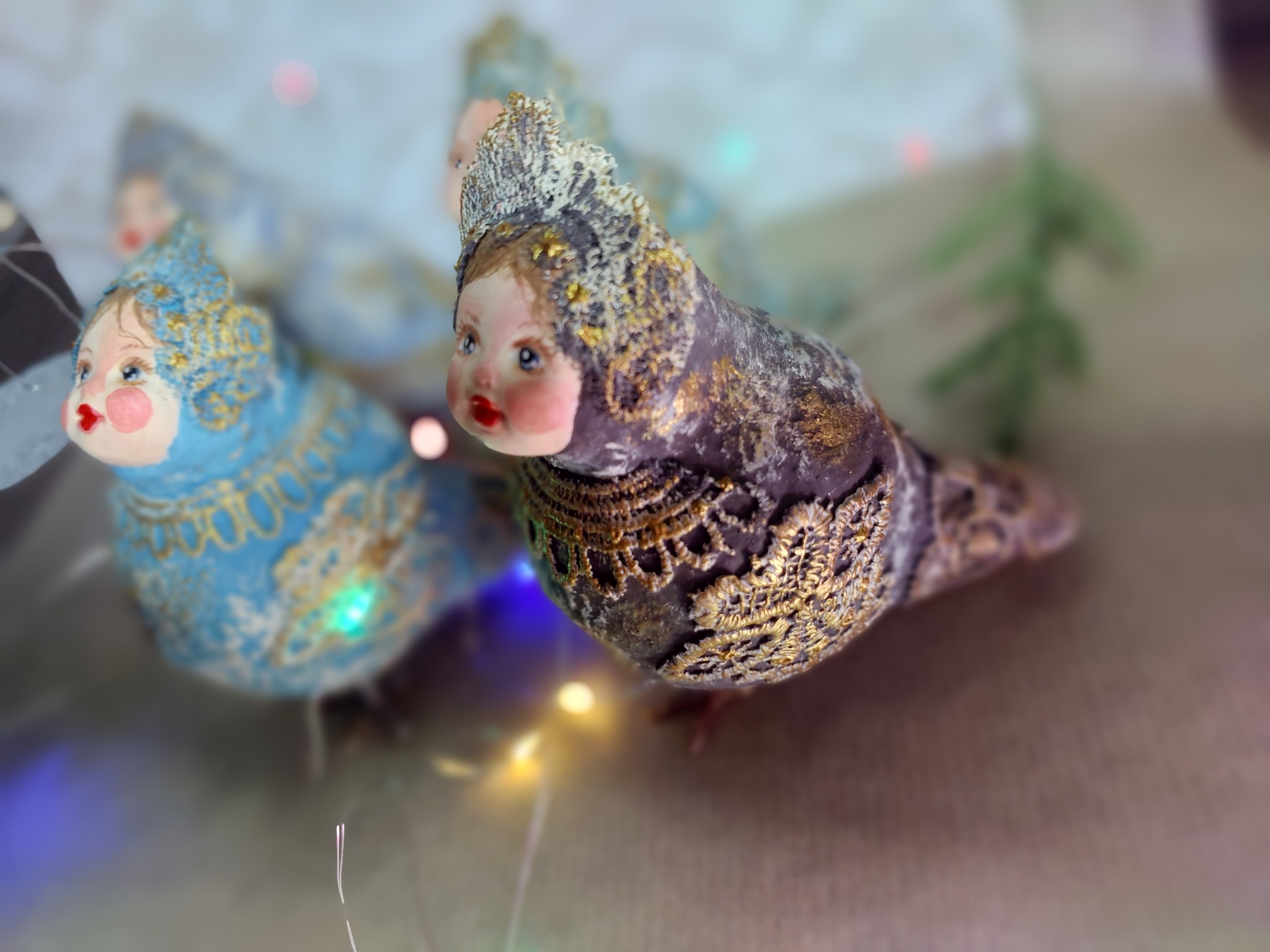 Bird Gamayun. Cotton toy 11 cm - My, Author's toy, Toys, Christmas decorations, Needlework without process, Longpost