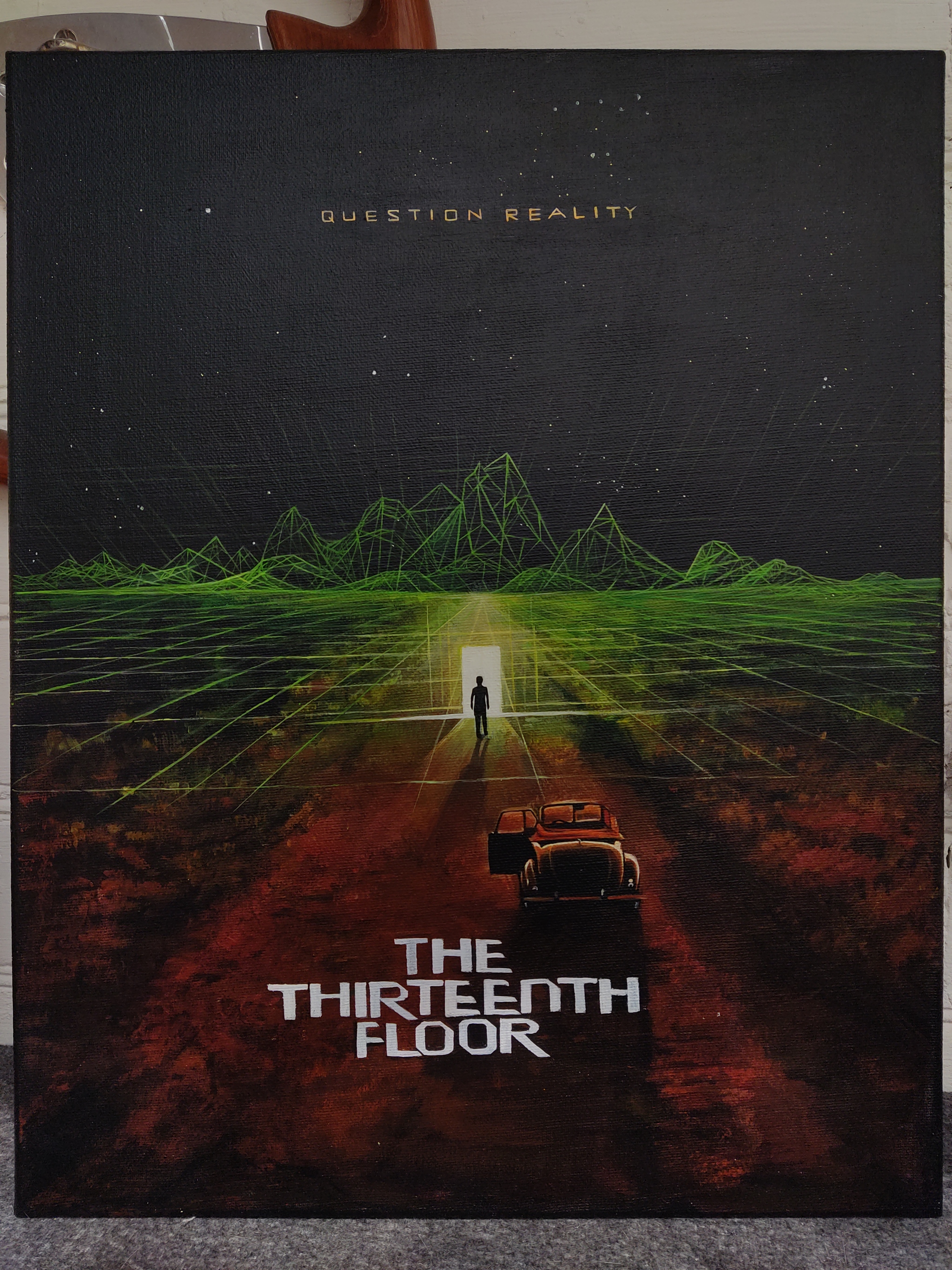 Poster for the 1999 film The Thirteenth Floor in acrylic - My, 13th floor, Movies, Poster, Drawing, Longpost