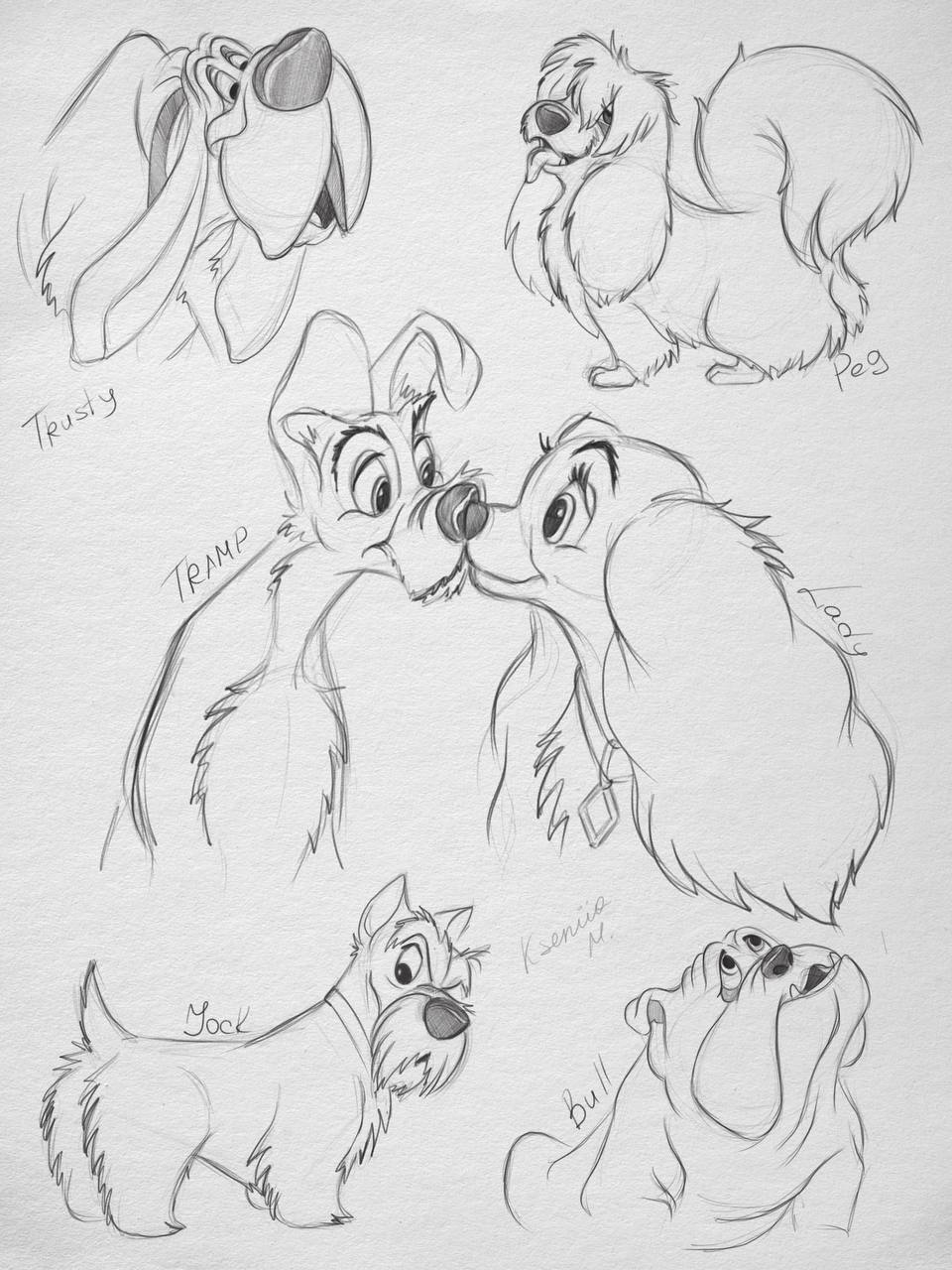 How I draw the characters Lady and the Tramp. Video tutorial - My, Drawing process, Drawing, Characters (edit), Cartoons, Animation, Painting, Illustrations, Dog, Video lessons, Artist, Video, Vertical video, Longpost, Walt disney company, Lady and the Tramp