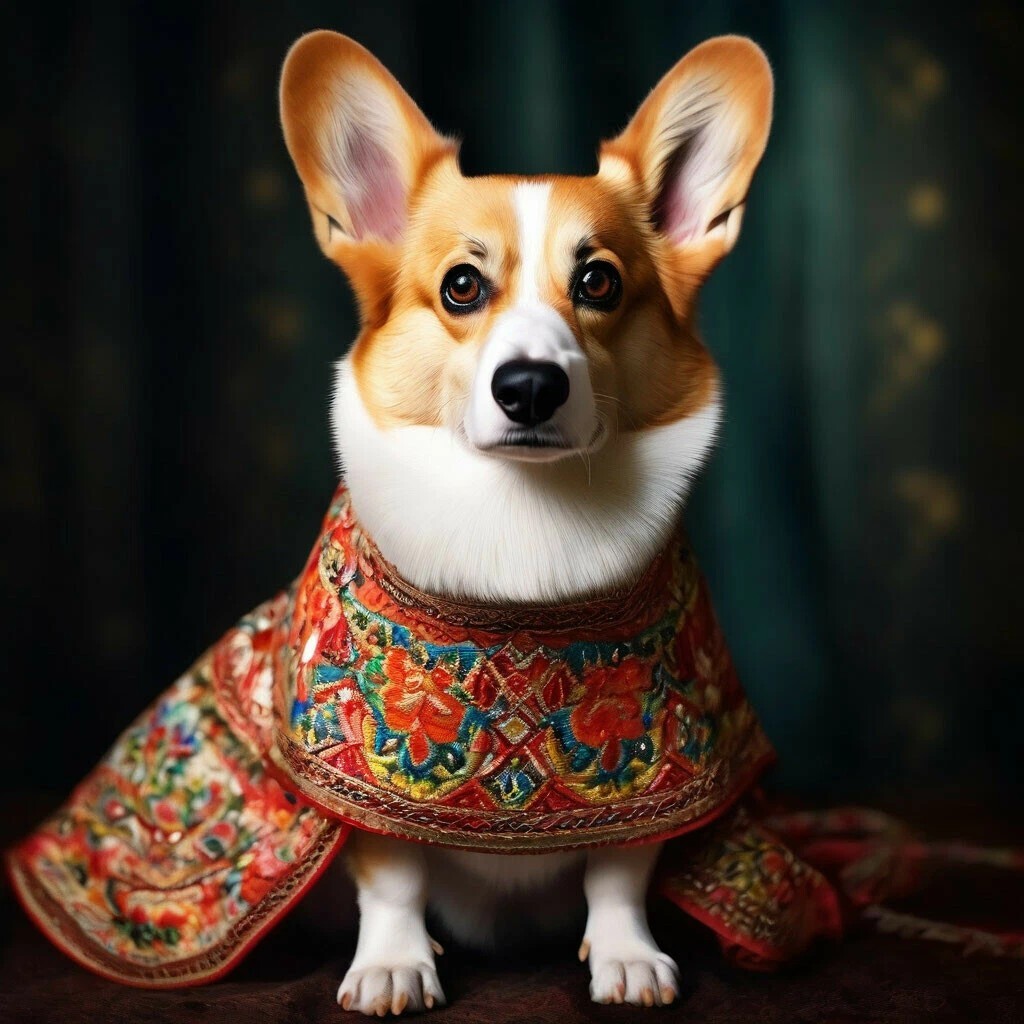 Shortcakes in clothes - My, Corgi, Dog, Images, Drawing, Longpost, Neural network art