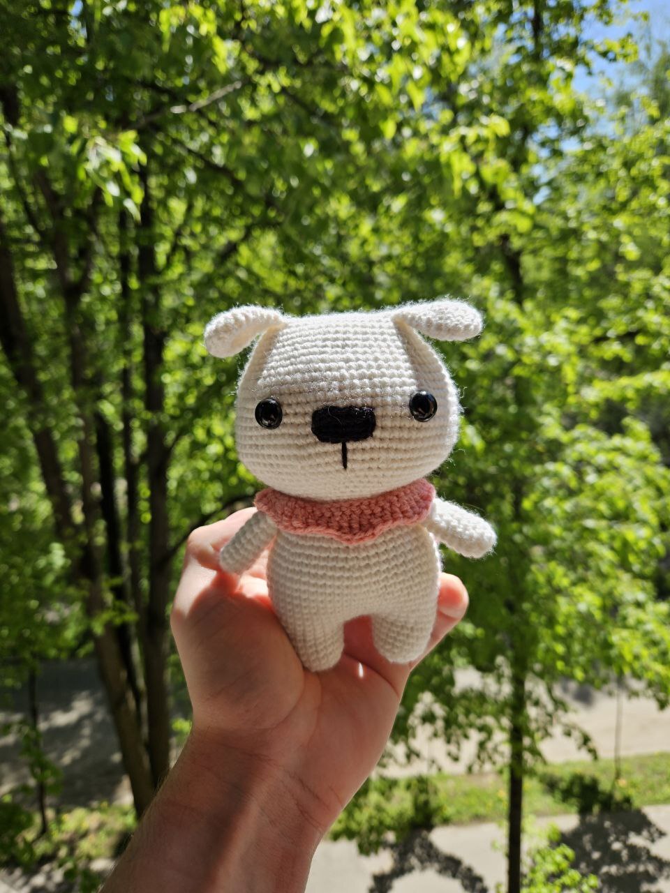 White doggie - My, Crochet, Knitting, Knitted toys, Amigurumi, Creation, Handmade, Needlework, Needlework without process, Toys, Soft toy, Presents, Order, Fair, Dog, Author's toy, Longpost