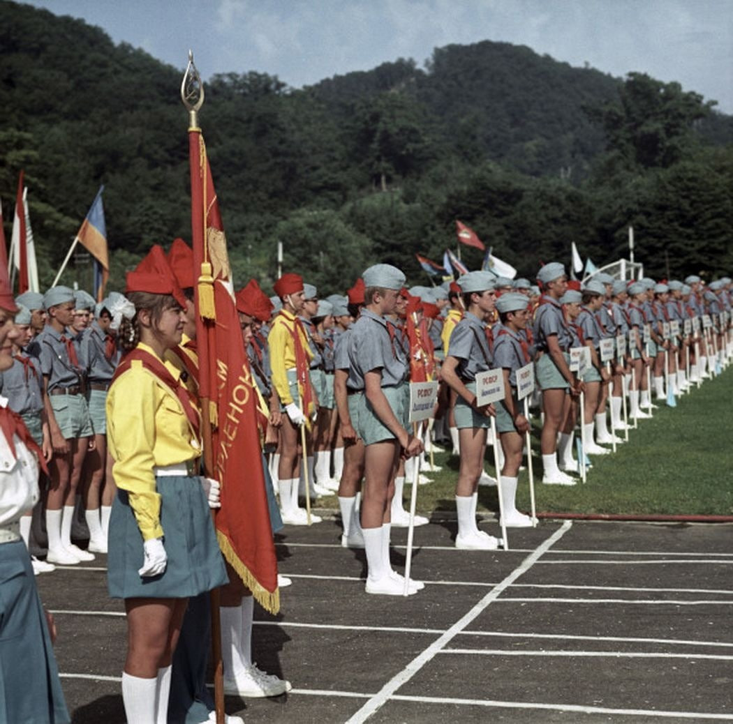 Pioneer camp Eaglet. Festive lineup on the first day of the shift, USSR, 1973 - the USSR, Pioneer camp, Childhood in the USSR, Memory, Made in USSR, Eaglet, Summer, Heat, Childhood memories, Pioneers, Memories, Childhood, 70th, Telegram (link), Old photo