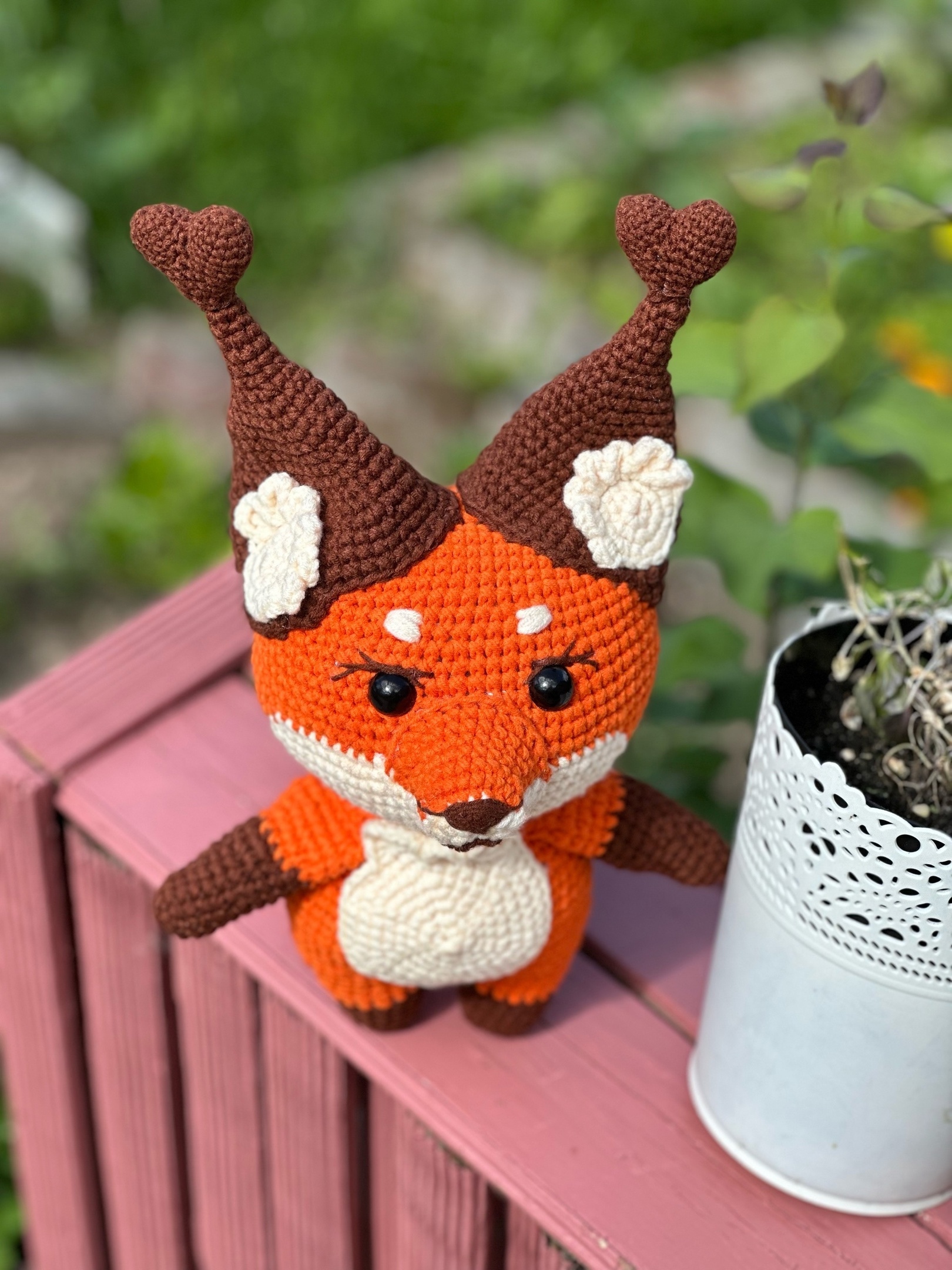 Fox - My, With your own hands, Needlework without process, Crochet, Knitting, Amigurumi, Fox, Toys, Author's toy, Knitted toys, Needlework, Longpost