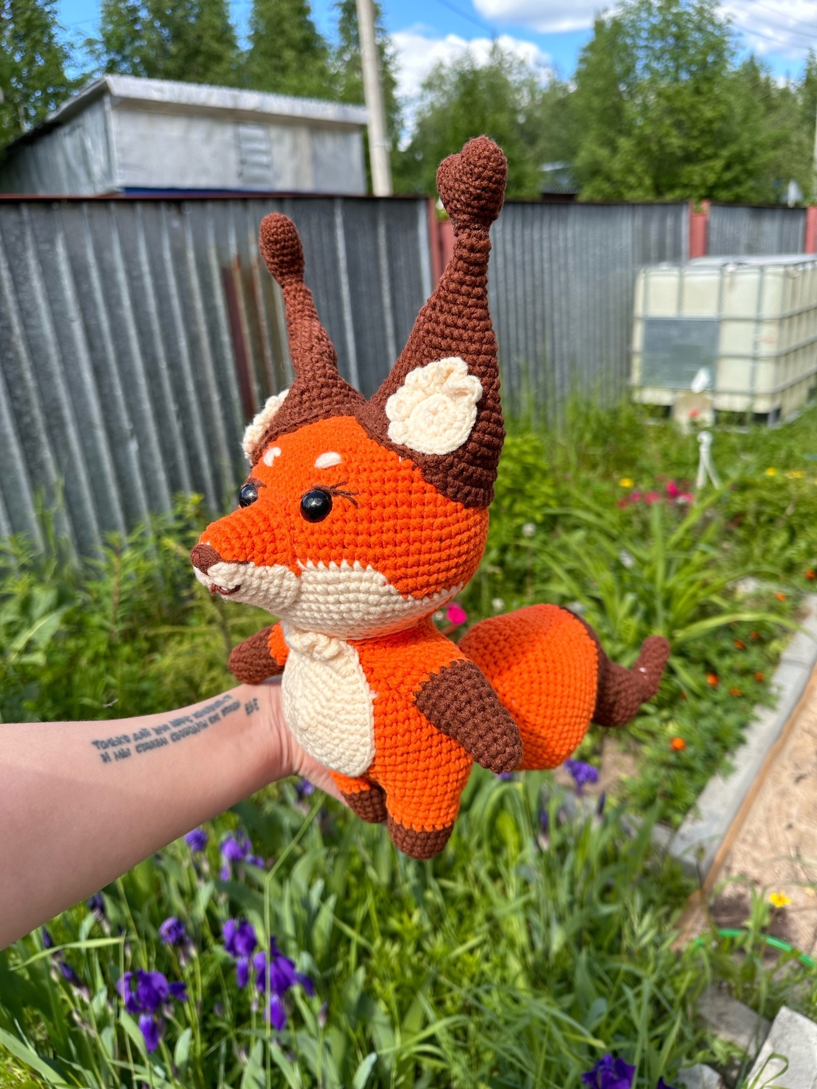 Fox - My, With your own hands, Needlework without process, Crochet, Knitting, Amigurumi, Fox, Toys, Author's toy, Knitted toys, Needlework, Longpost