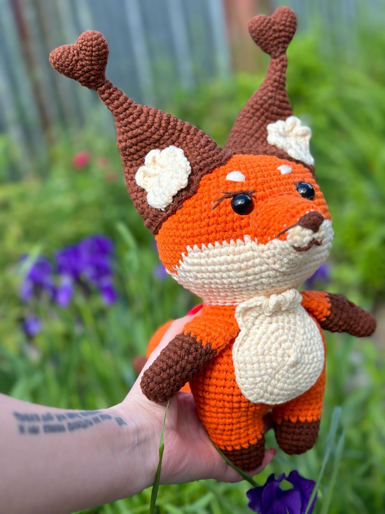 Fox - My, With your own hands, Needlework without process, Crochet, Knitting, Amigurumi, Fox, Toys, Author's toy, Knitted toys, Needlework, Longpost