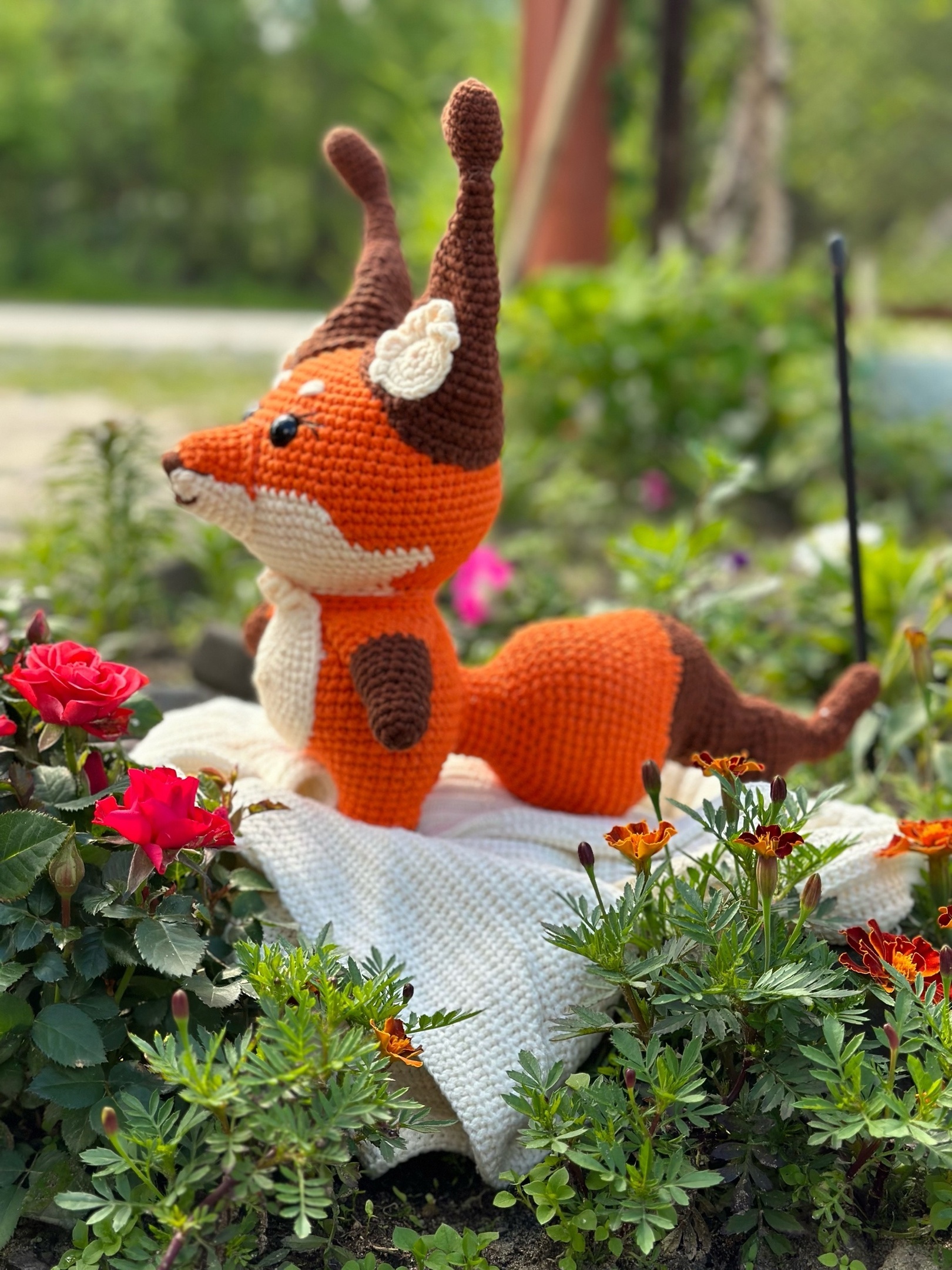 Fox - My, With your own hands, Needlework without process, Crochet, Knitting, Amigurumi, Fox, Toys, Author's toy, Knitted toys, Needlework, Longpost