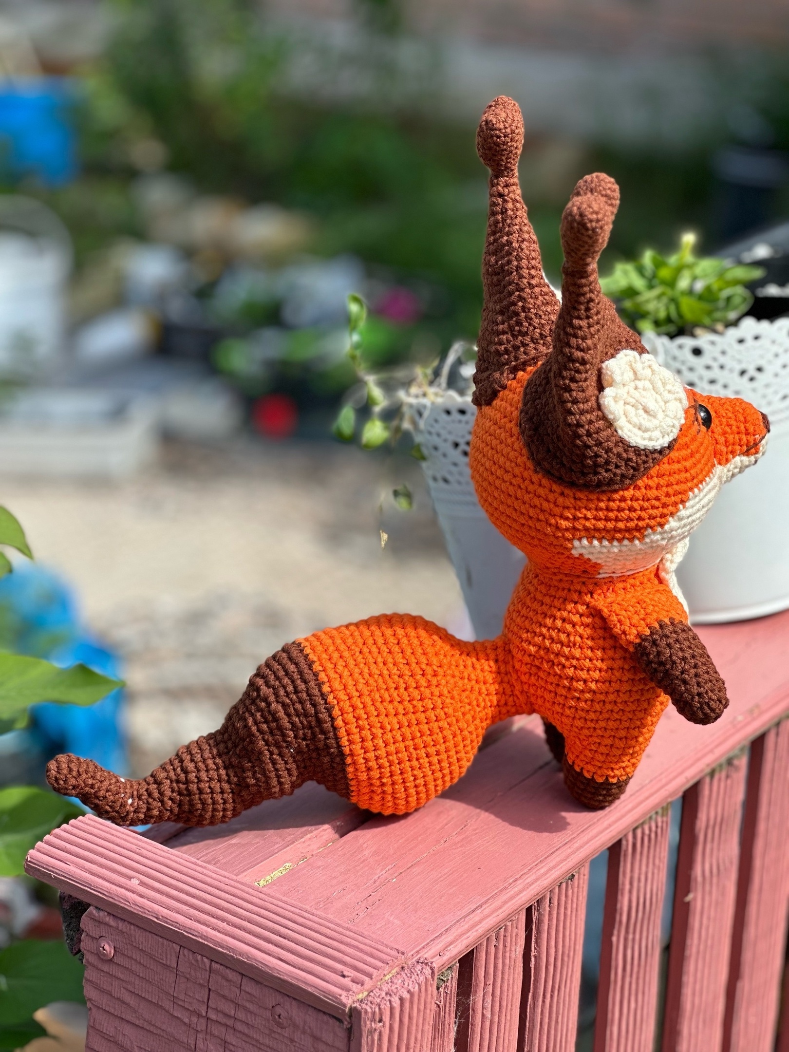 Fox - My, With your own hands, Needlework without process, Crochet, Knitting, Amigurumi, Fox, Toys, Author's toy, Knitted toys, Needlework, Longpost