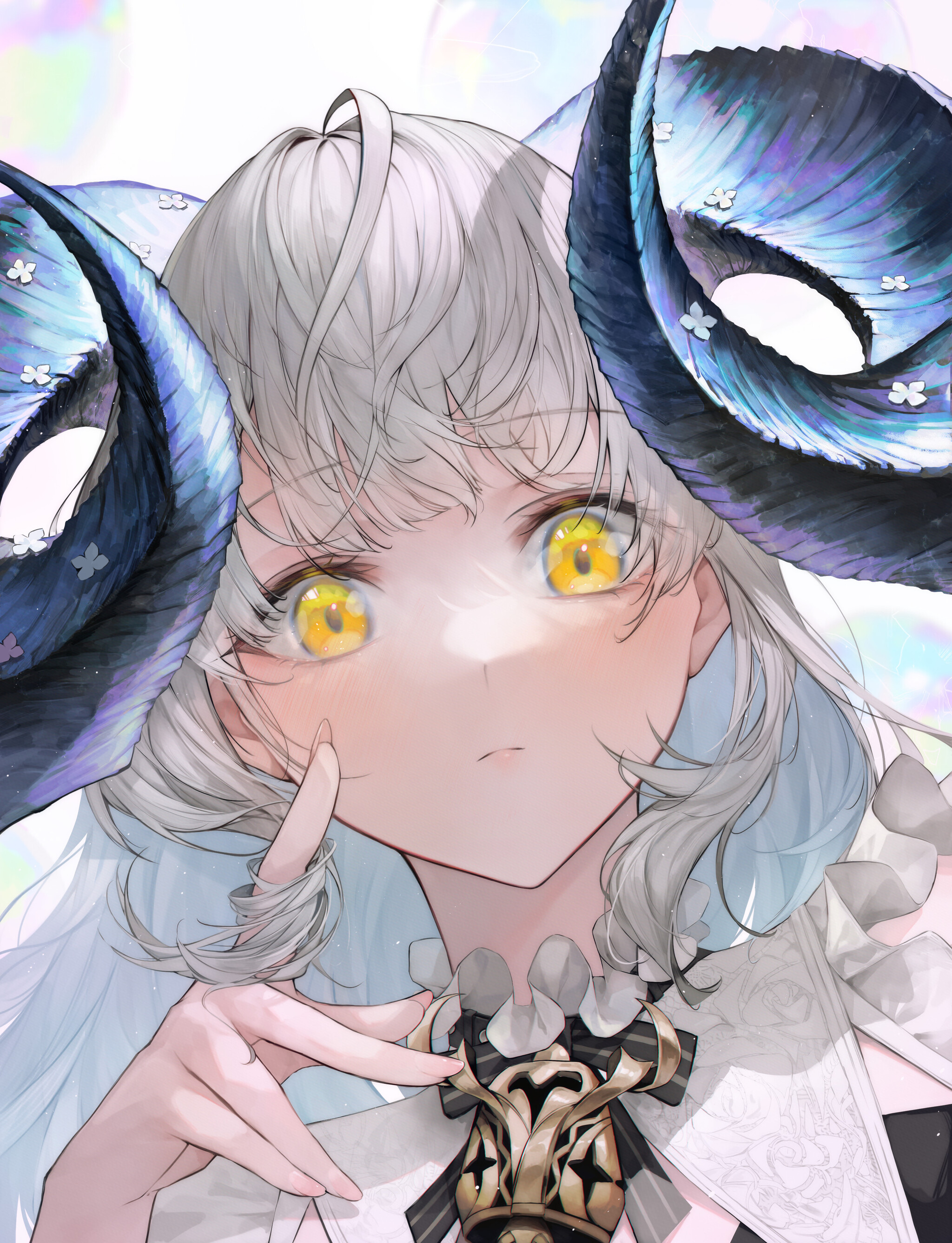 Horney! - Crystalherb, Art, Anime, Anime art, Original character, Girl with Horns, Longpost