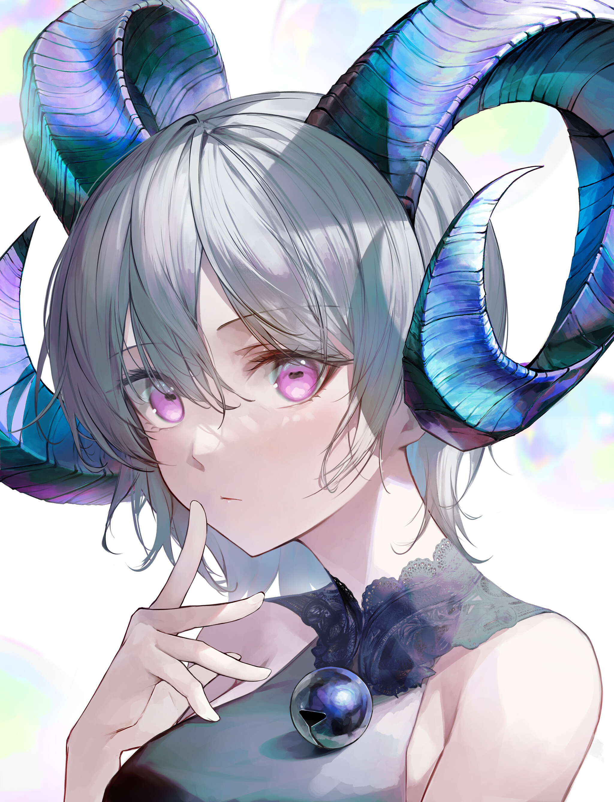 Horney! - Crystalherb, Art, Anime, Anime art, Original character, Girl with Horns, Longpost